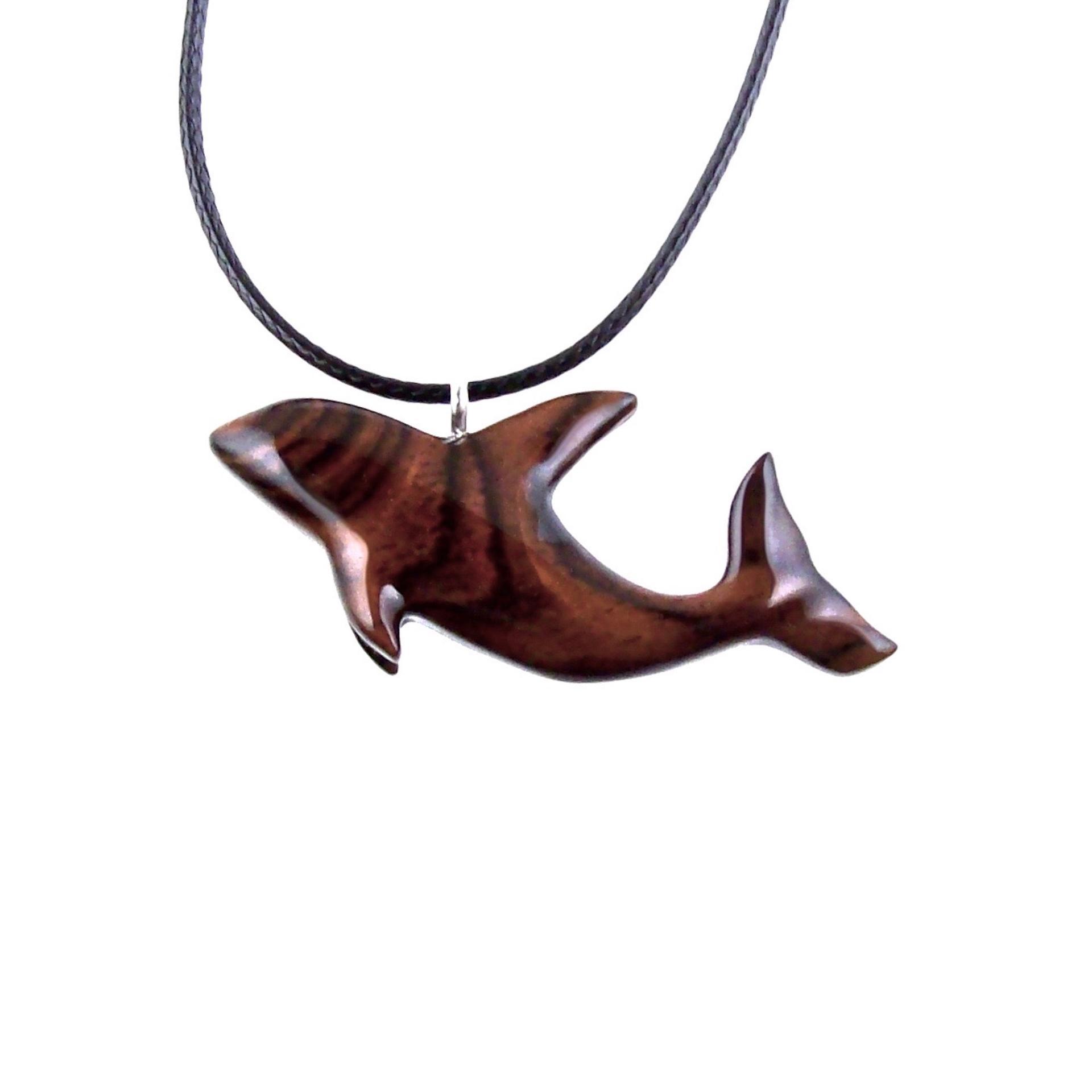 Orca Necklace, Hand Carved Killer Whale Pendant for Men or Women, Wooden Sea Animal, Nautical Wood Jewelry, One of a Kind  Gift for Him Her