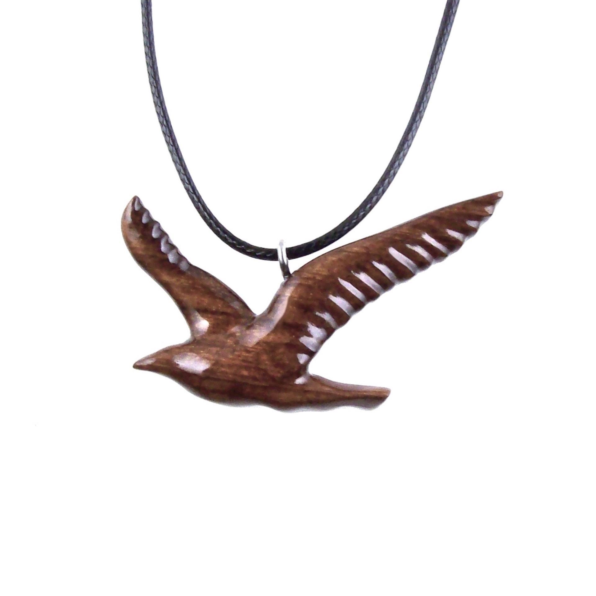 Hand Carved Wooden Bird Pendant, Seagull Necklace, Wood Jewelry, One of a Kind Gift for Her Him