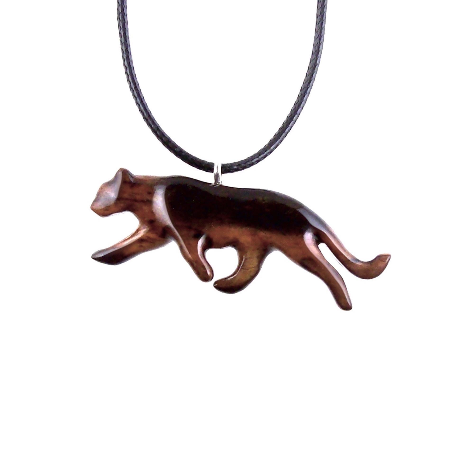 Hand Carved Puma Pendant, Wooden Panther Necklace, Panther, Cougar, Mountain Lion, Animal Jewelry for Men or Women, Gift for Him Her