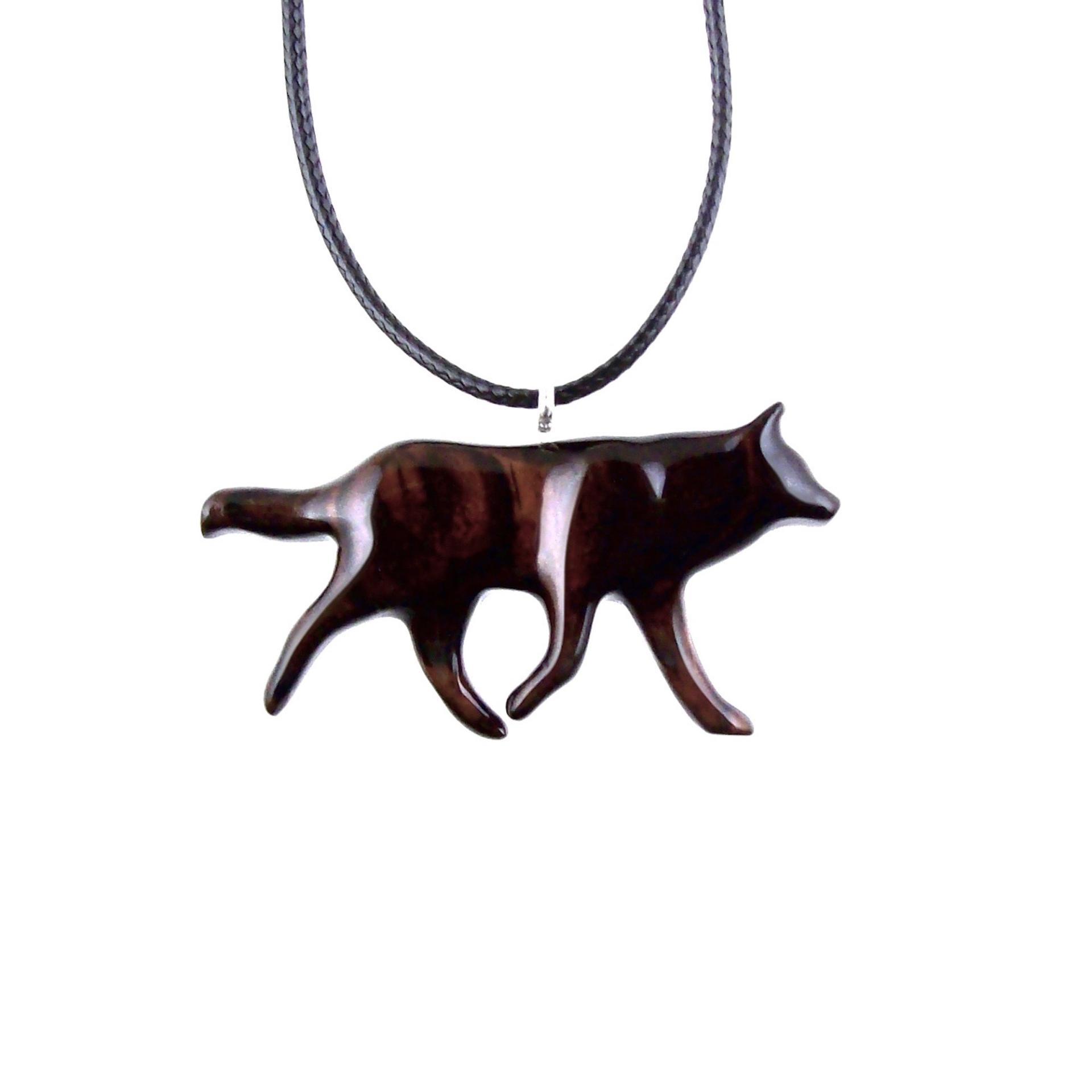 Wooden Wolf Necklace for Men or Women, Hand Carved Wolf Pendant, Totem Spirit Animal, Woodland Jewelry