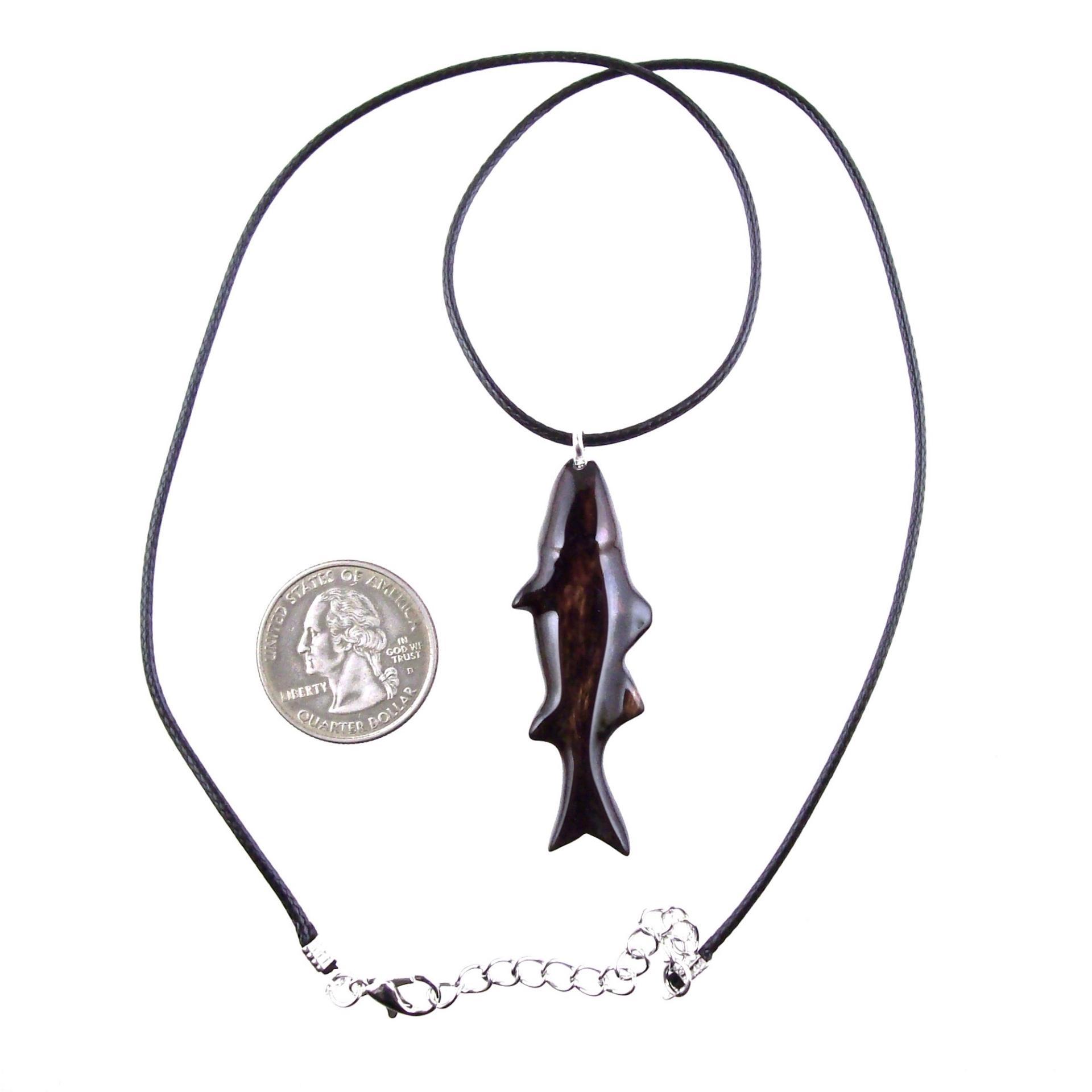 Hand Carved Fish Necklace, Wooden Striped Bass Pendant, Fishermen Jewelry, Mens Wood Necklace, One of a Kind Gift for Him