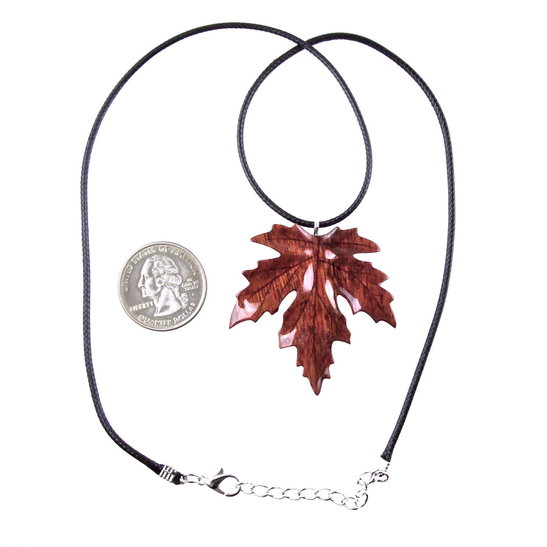 Maple Leaf Necklace, Hand Carved Wooden Leaf Pendant, Woodland Necklace, One of a Kind Wood Jewelry, Gift for Her or Him