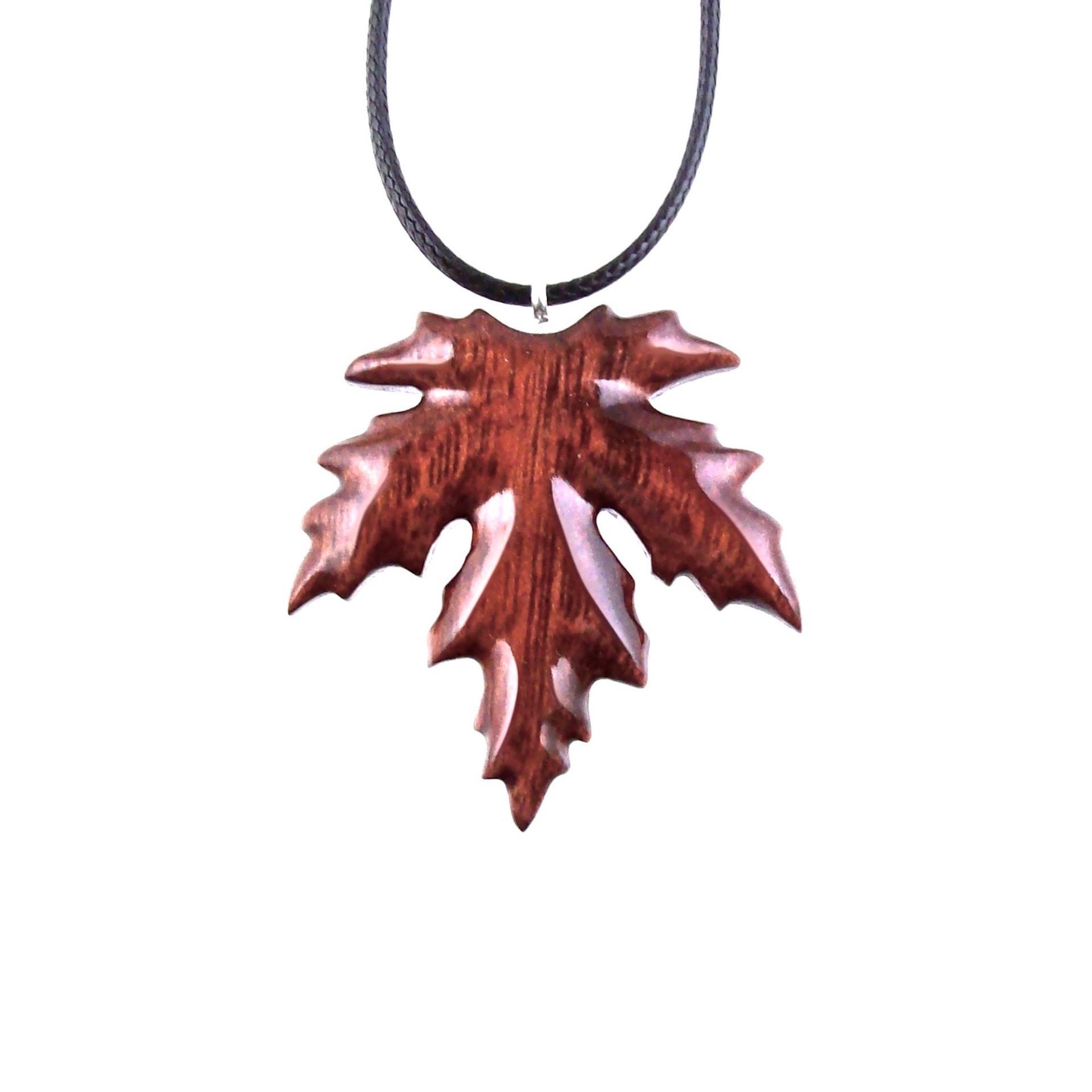 Maple Leaf Necklace, Hand Carved Wooden Leaf Pendant, Woodland Necklace, One of a Kind Wood Jewelry, Gift for Her or Him