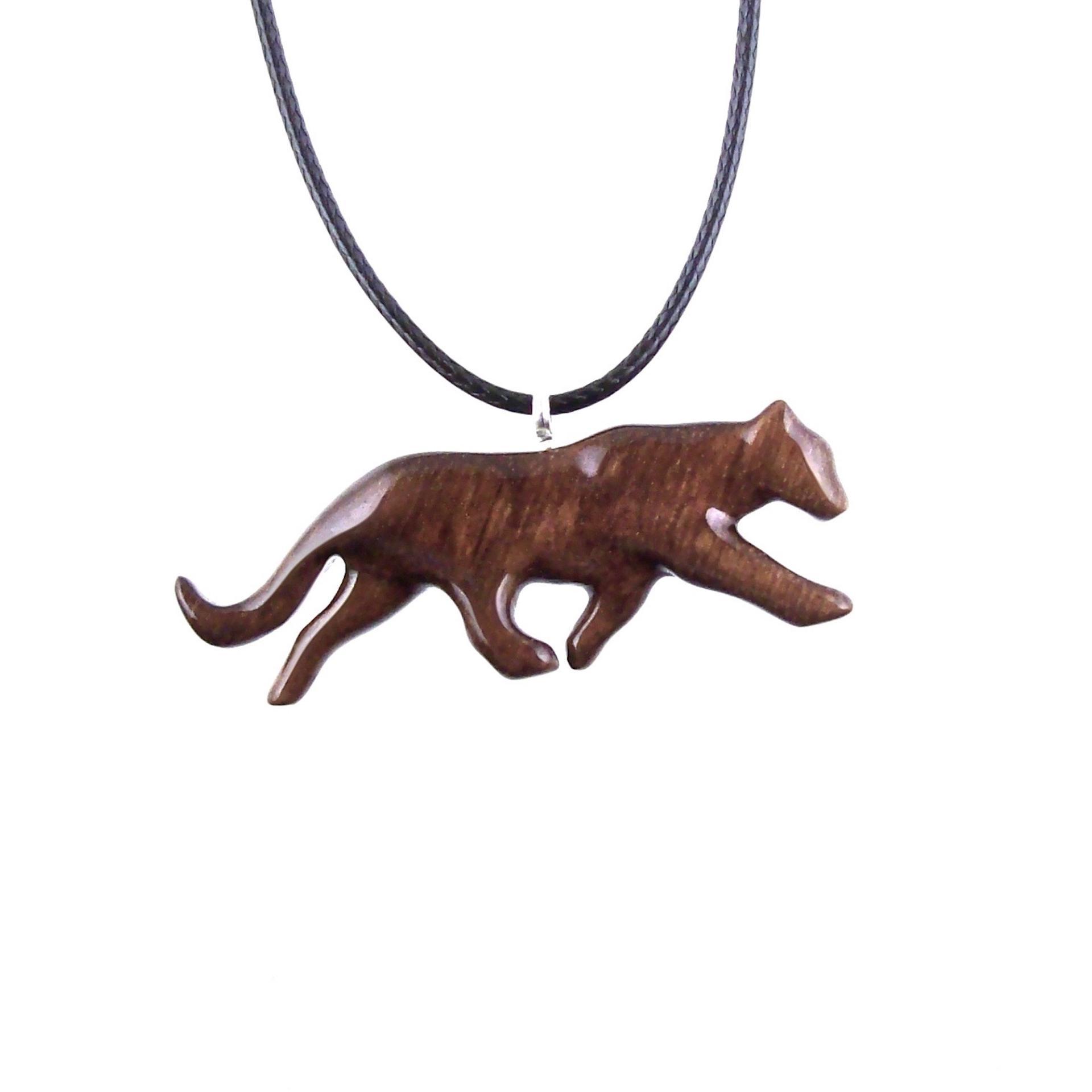 Jaguar Pendant, Hand Carved Wooden Panther Necklace, Cougar, Mountain Lion, Animal Jewelry for Men or Women, Gift for Him Her