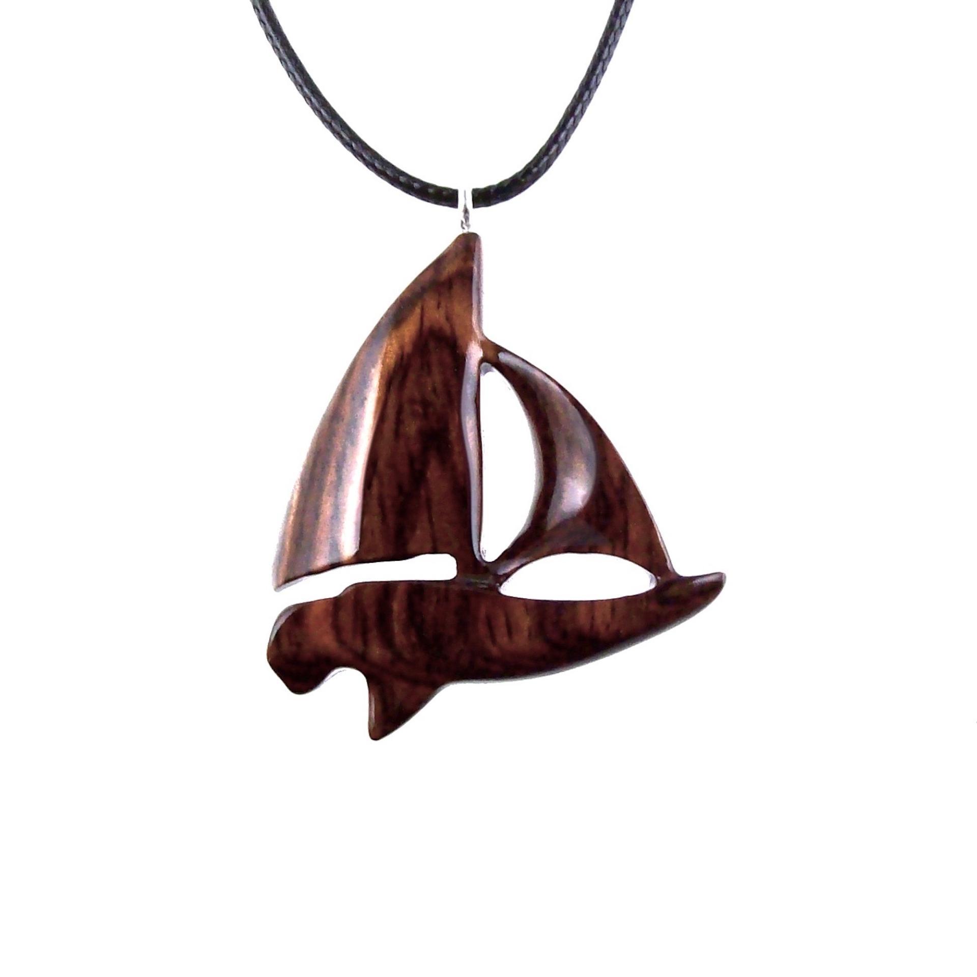 Hand Carved Wooden Sailboat Pendant, Sailboat Necklace, Wood Boat Necklace, Nautical Jewelry for Men or Women, One of a Kind Gift