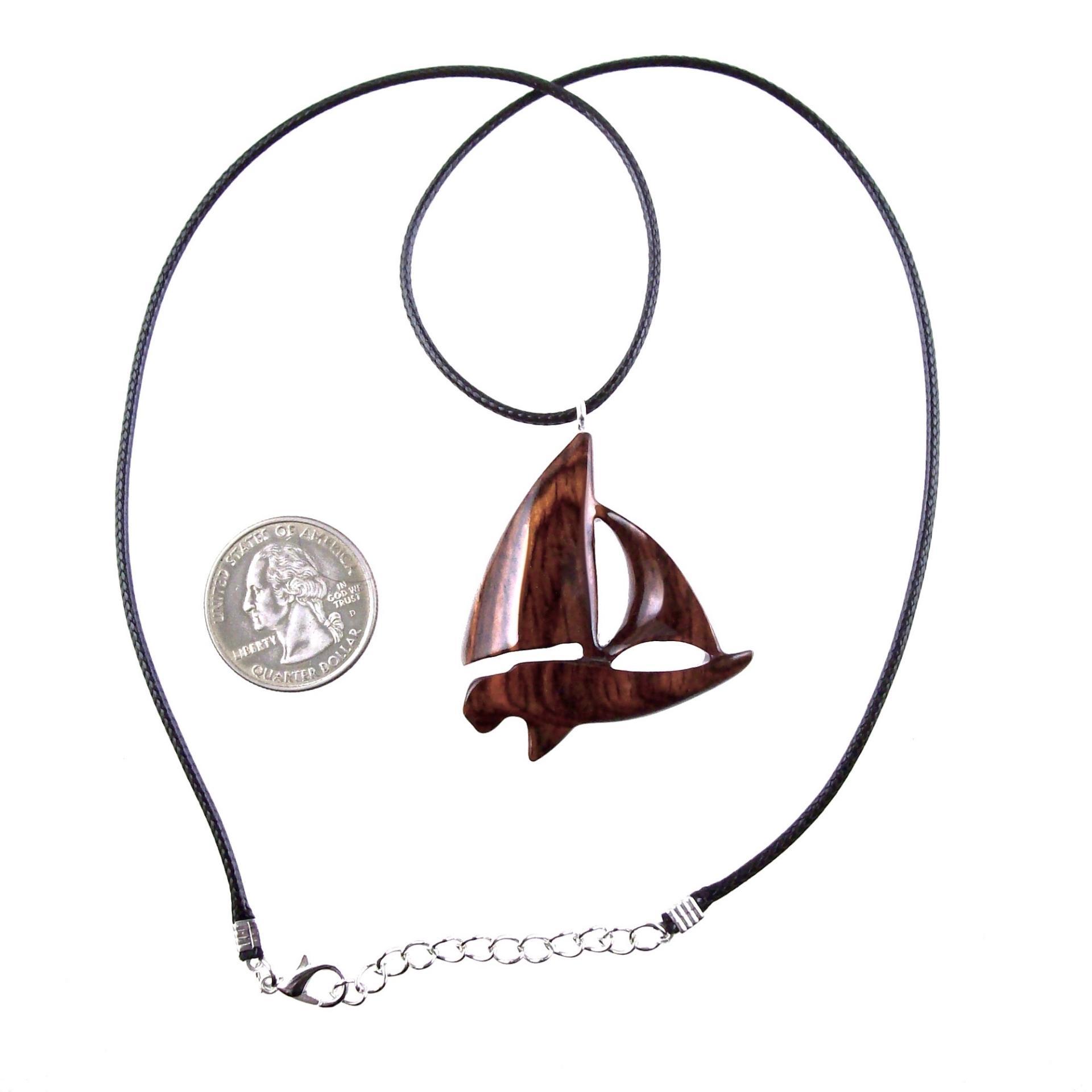 Hand Carved Wooden Sailboat Pendant, Sailboat Necklace, Wood Boat Necklace, Nautical Jewelry for Men or Women, One of a Kind Gift