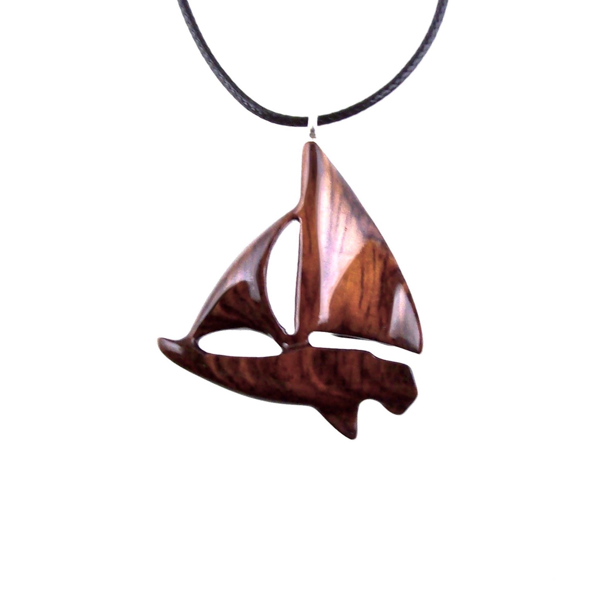 Hand Carved Wooden Sailboat Pendant, Sailboat Necklace, Wood Boat Necklace, Nautical Jewelry for Men or Women, One of a Kind Gift