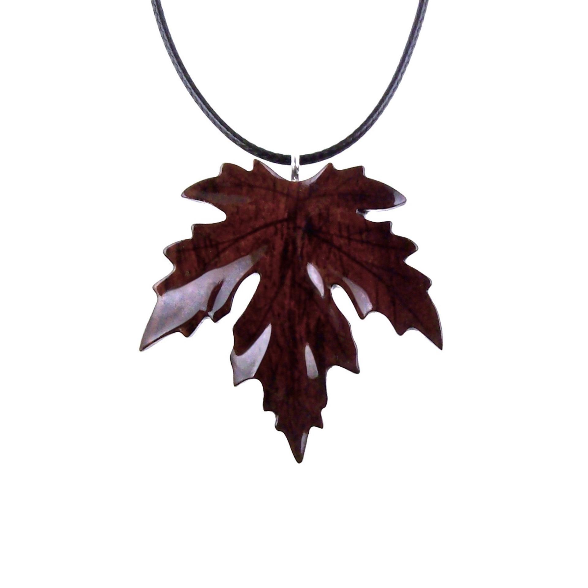 Hand Carved Wooden Leaf Pendant, Maple Leaf Necklace, Woodland Jewelry for Men or Women, Wood Jewelry Gift for Him Her