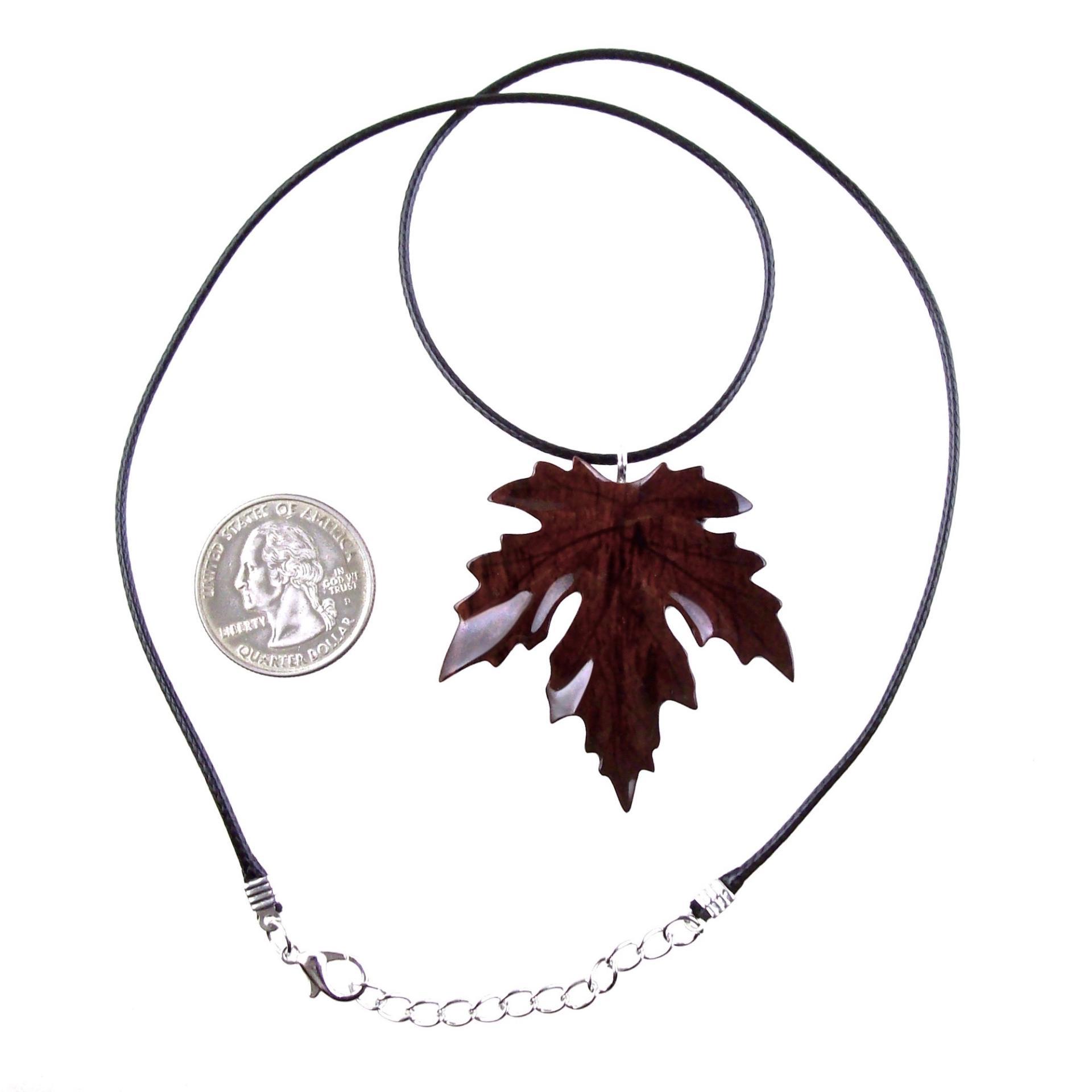 Hand Carved Wooden Leaf Pendant, Maple Leaf Necklace, Woodland Jewelry for Men or Women, Wood Jewelry Gift for Him Her