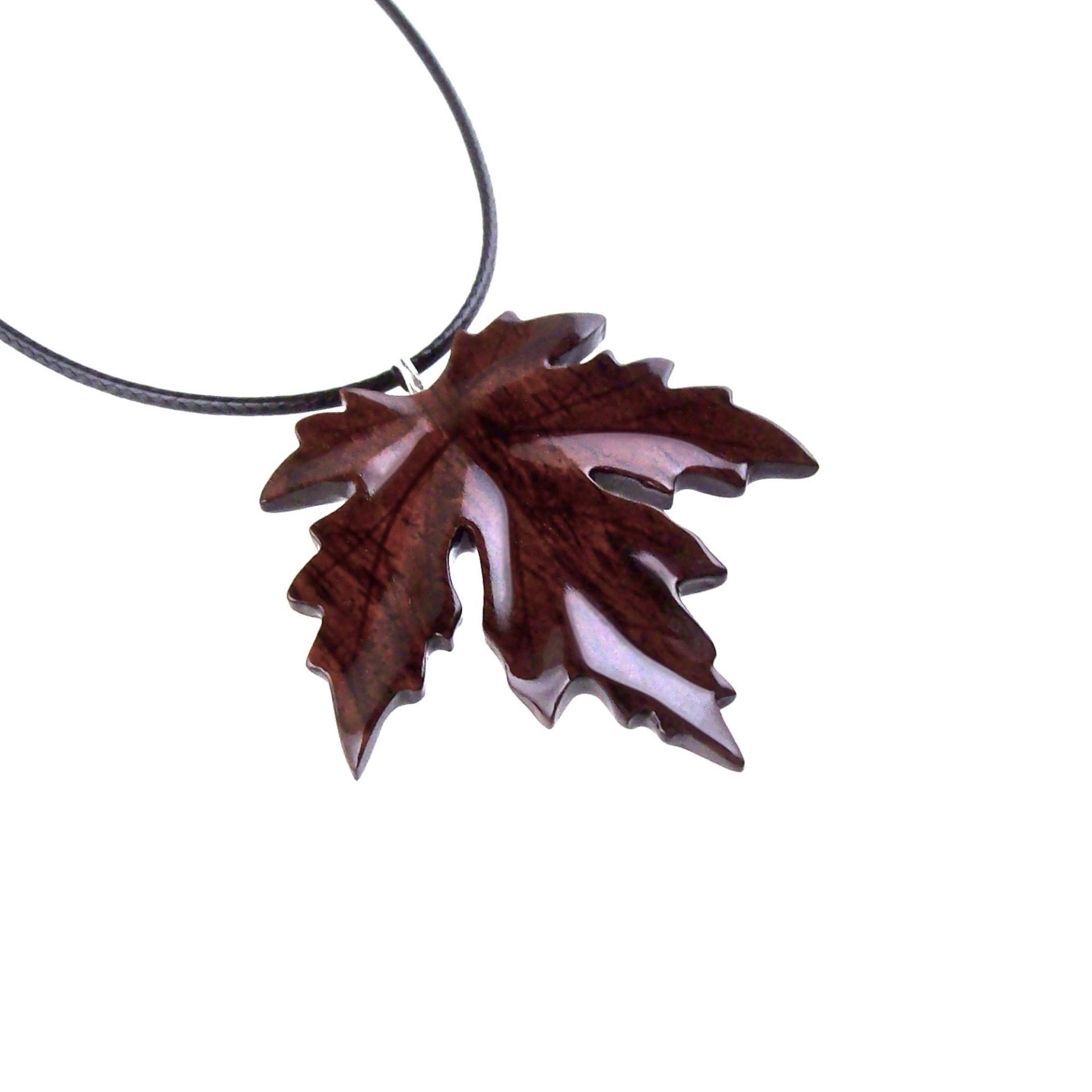 Hand Carved Wooden Leaf Pendant, Maple Leaf Necklace, Woodland Jewelry for Men or Women, Wood Jewelry Gift for Him Her