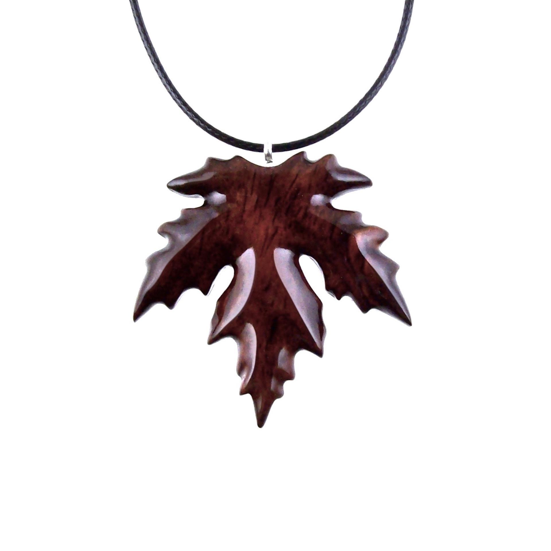 Hand Carved Wooden Leaf Pendant, Maple Leaf Necklace, Woodland Jewelry for Men or Women, Wood Jewelry Gift for Him Her