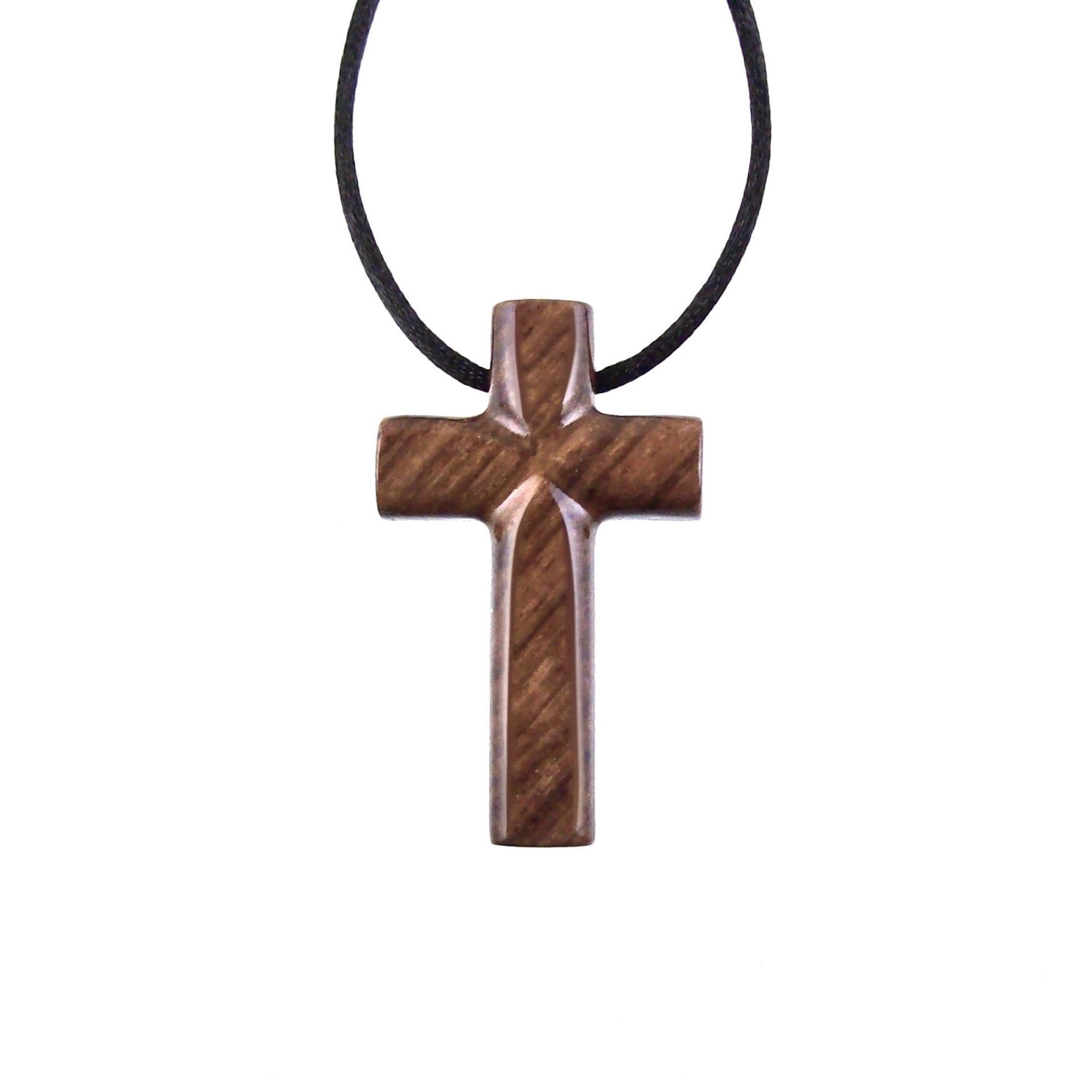 Wooden Cross Necklace, Hand Carved Cross Pendant, Mens Christian Wood Jewelry, One of a Kind Gift for Him