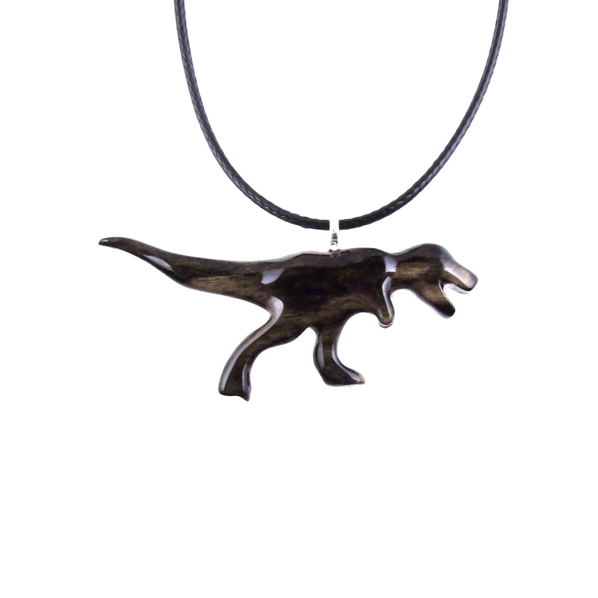 T-Rex Necklace, Hand Carved Wooden Dinosaur Pendant, Tyrannosaurus Necklace, Jurassic Reptile Wood Jewelry Gift for Him Her