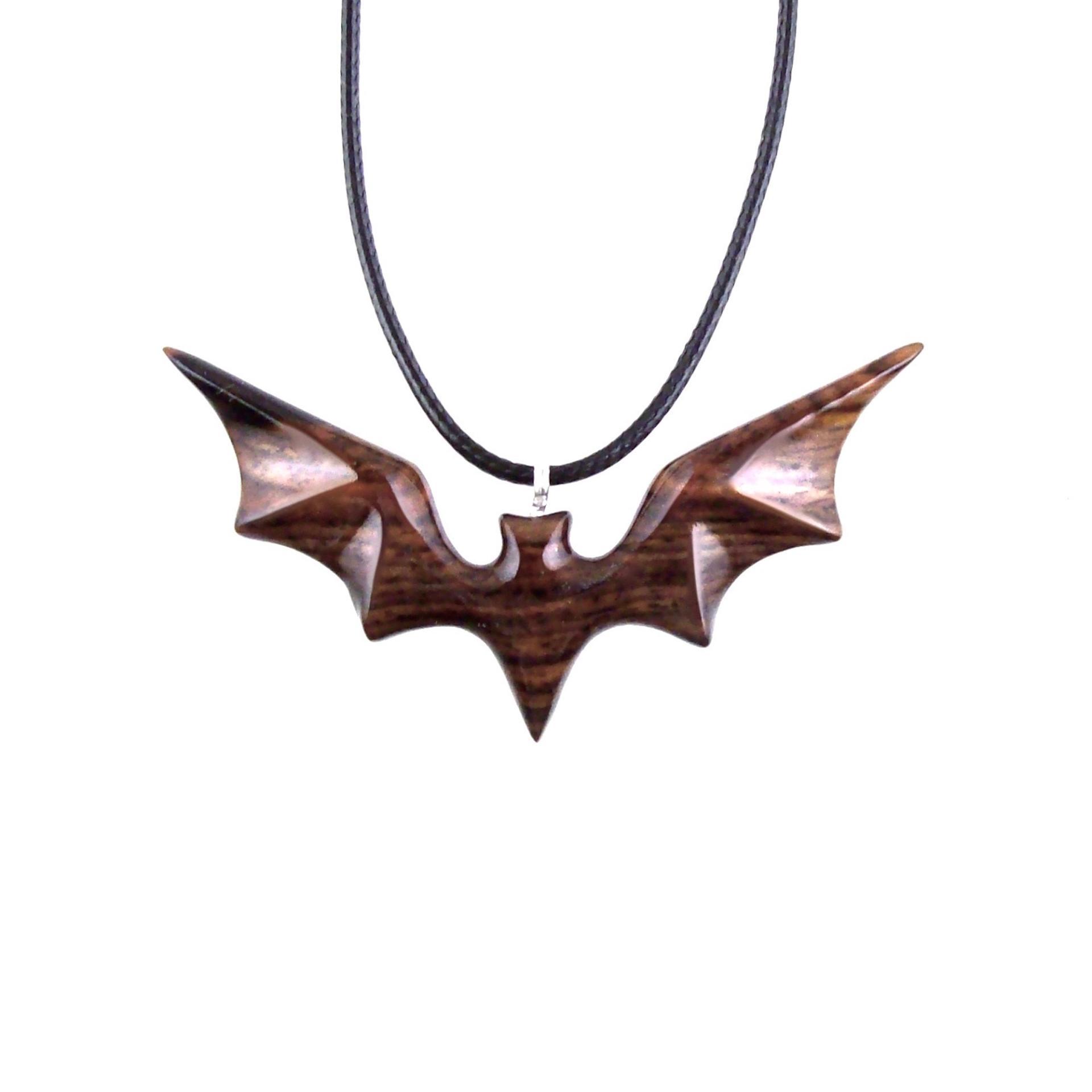 Hand Carved Bat Necklace, Wooden Bat Pendant, Totem Spirit Animal Handmade Wood Jewelry for Men Women