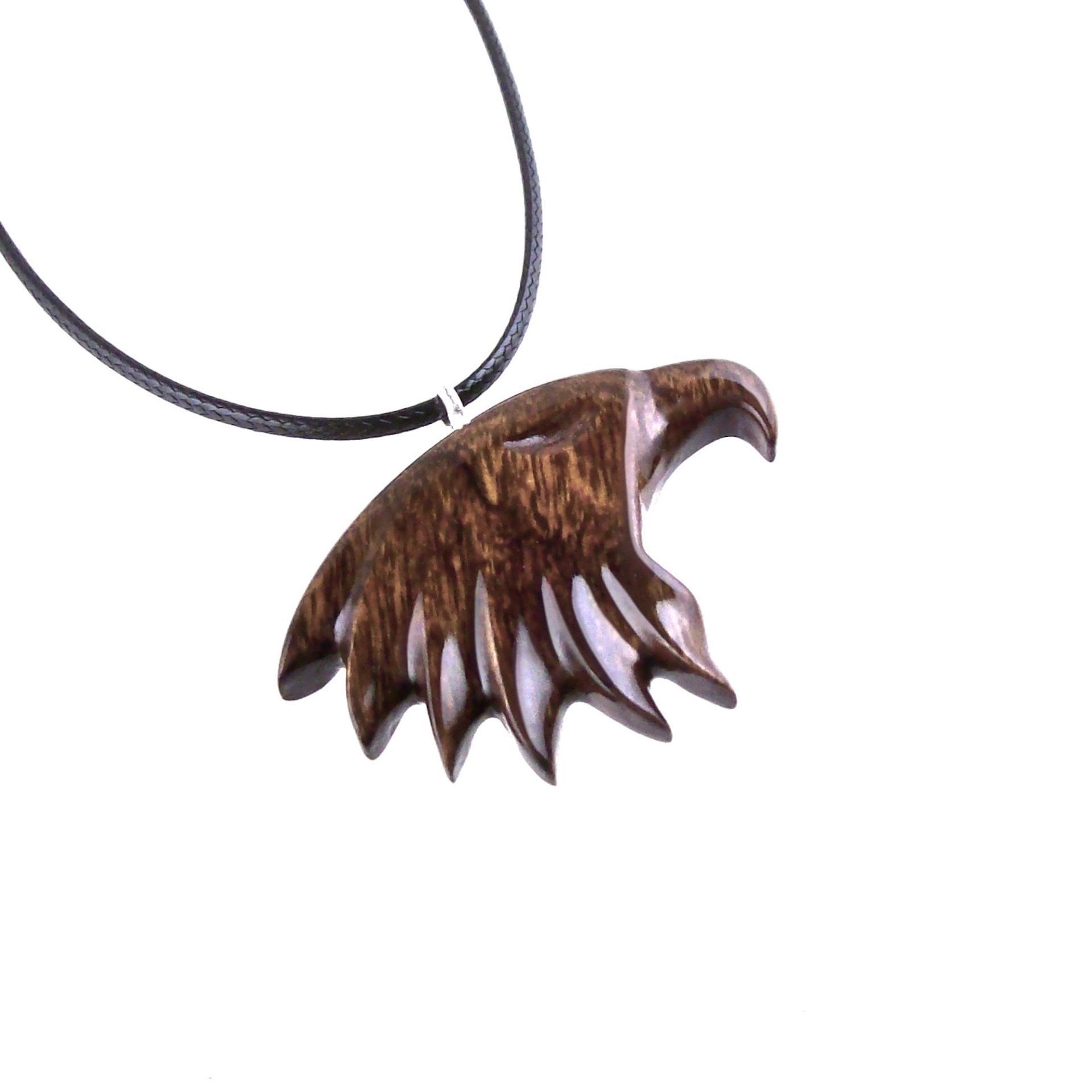 Wooden Eagle Head Pendant, Hand Carved Mens Wood Necklace, Spirit Animal Totem Bird Jewelry, One of a Kind Handmade Gift for Him