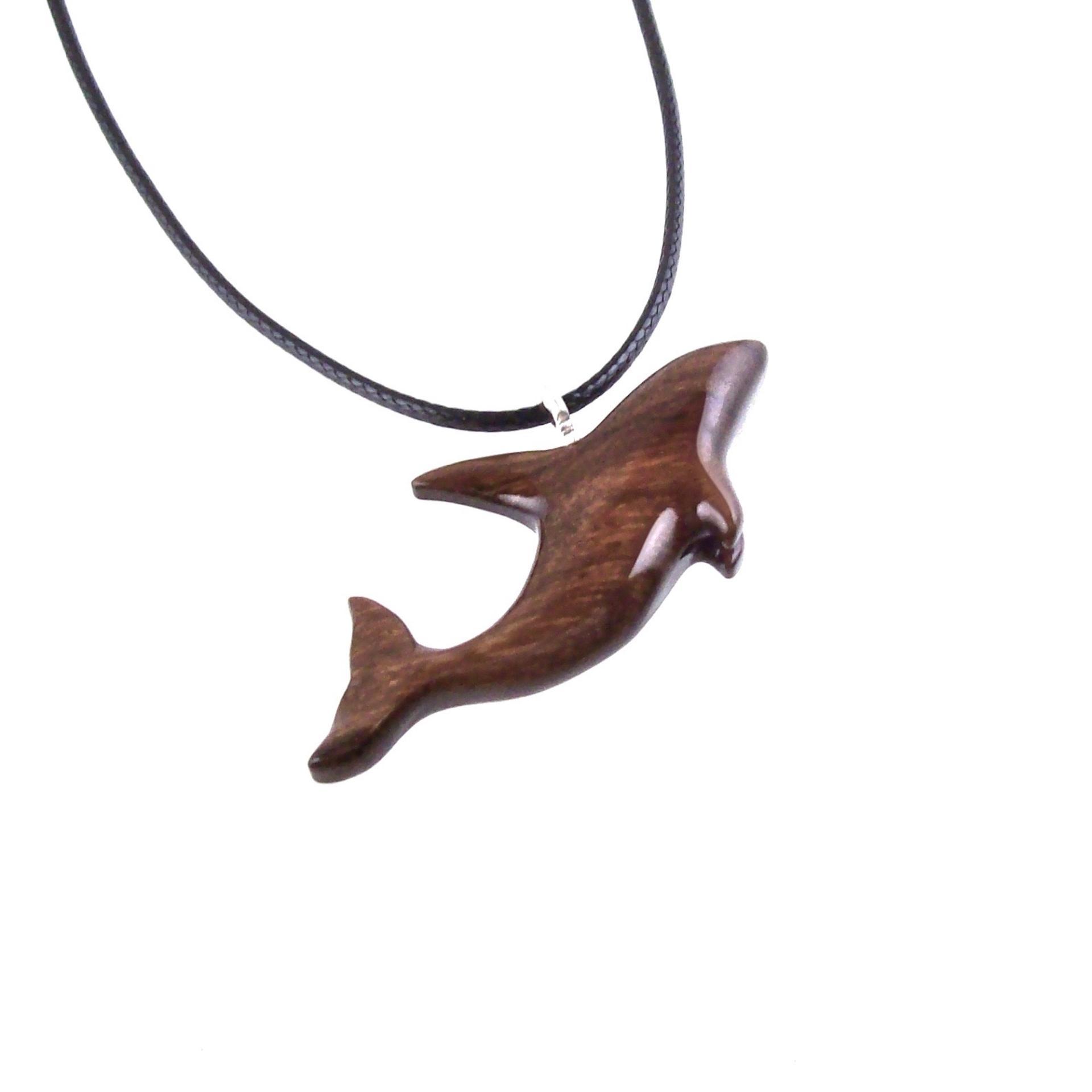 Wooden Orca Necklace, Hand Carved Killer Whale Pendant, Handmade Sea Animal Wood Jewelry, Nautical Gift for Men Women