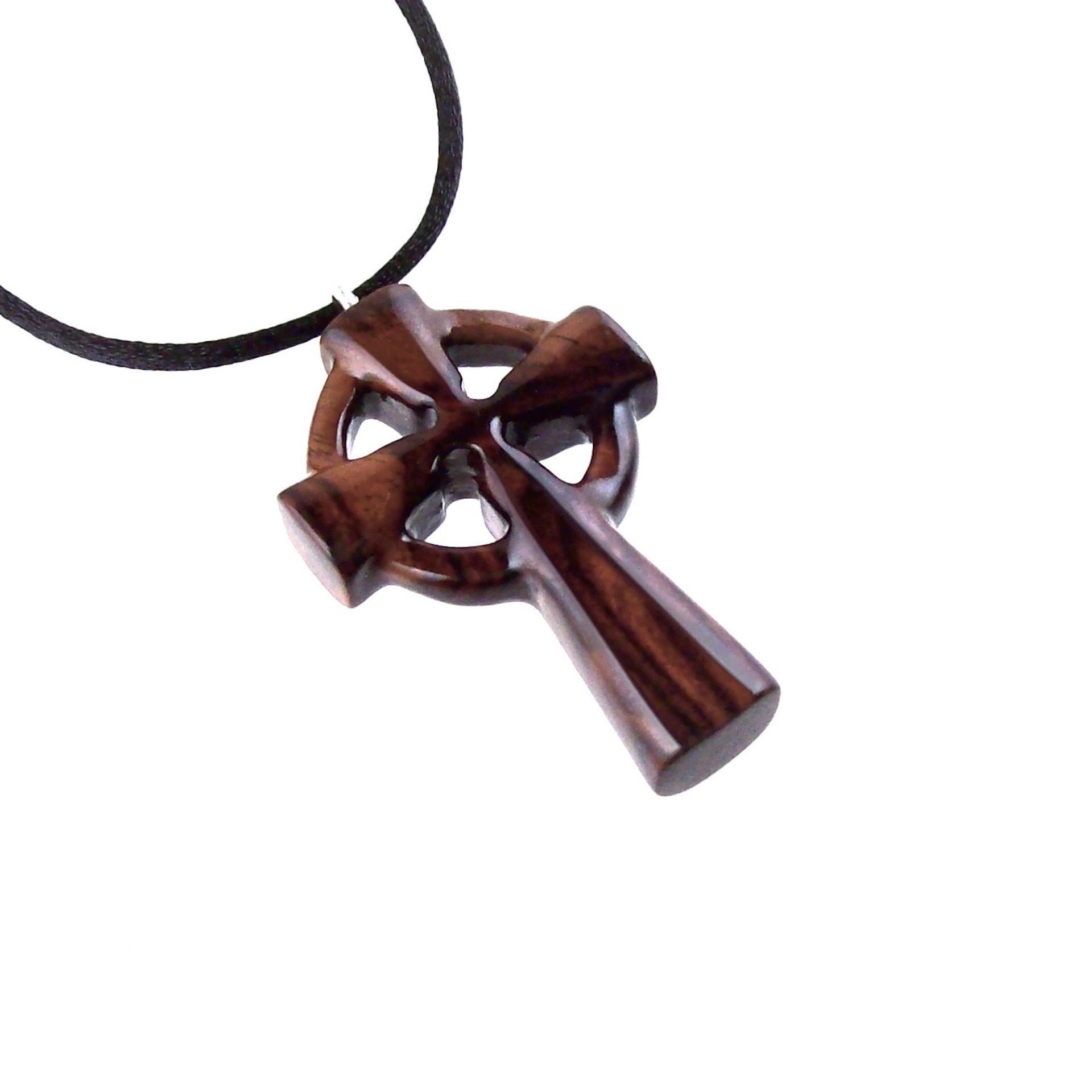 Wooden Celtic Cross Pendant, Hand Carved Celtic Cross Necklace, Wood Cross Necklace Gift for Him, Irish Christian Jewelry