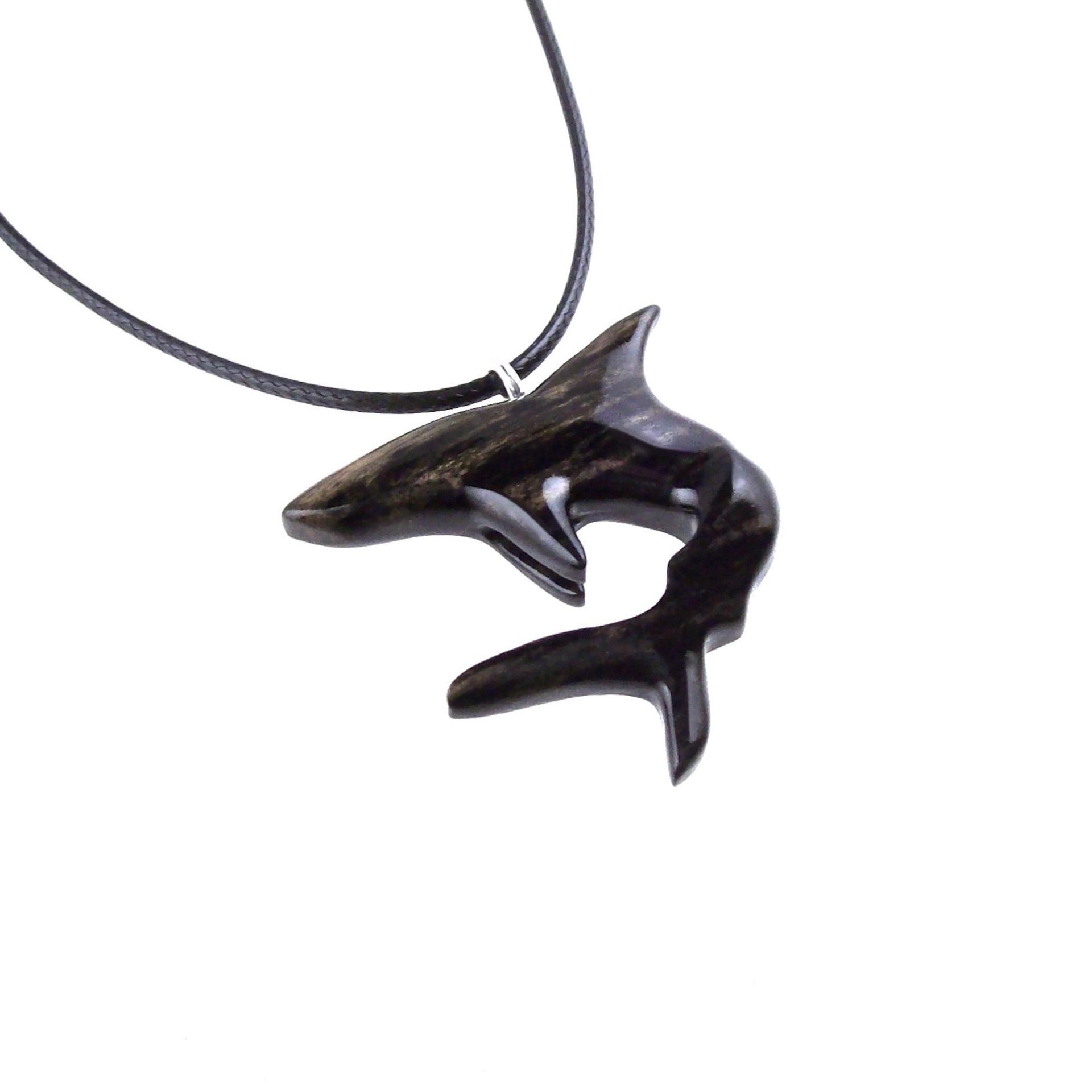 Hand Carved Shark Necklace, Wooden Shark Pendant, Mens Wood Necklace, One of a Kind Gift for Him, Nautical Jewelry