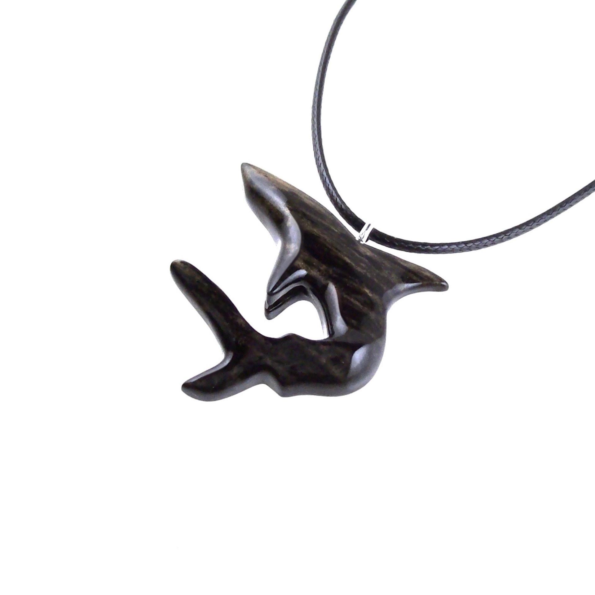 Hand Carved Shark Necklace, Wooden Shark Pendant, Mens Wood Necklace, One of a Kind Gift for Him, Nautical Jewelry