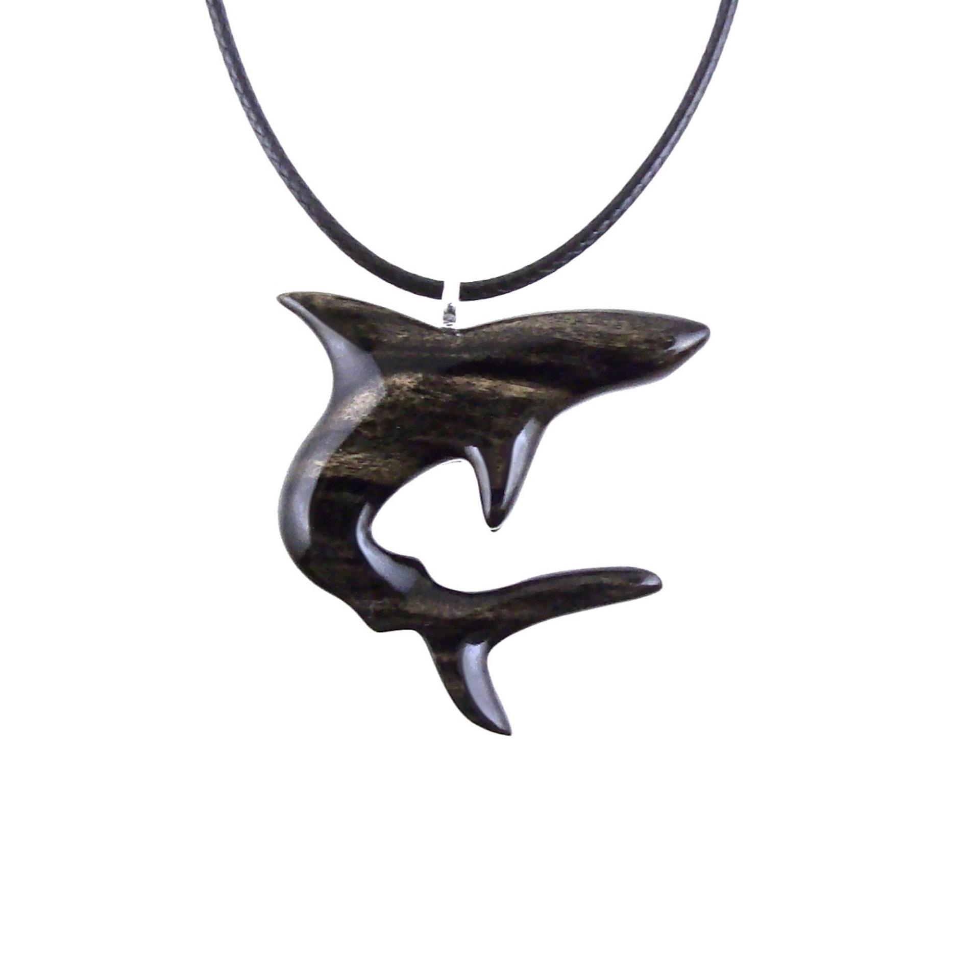 Hand Carved Shark Necklace, Wooden Shark Pendant, Mens Wood Necklace, One of a Kind Gift for Him, Nautical Jewelry