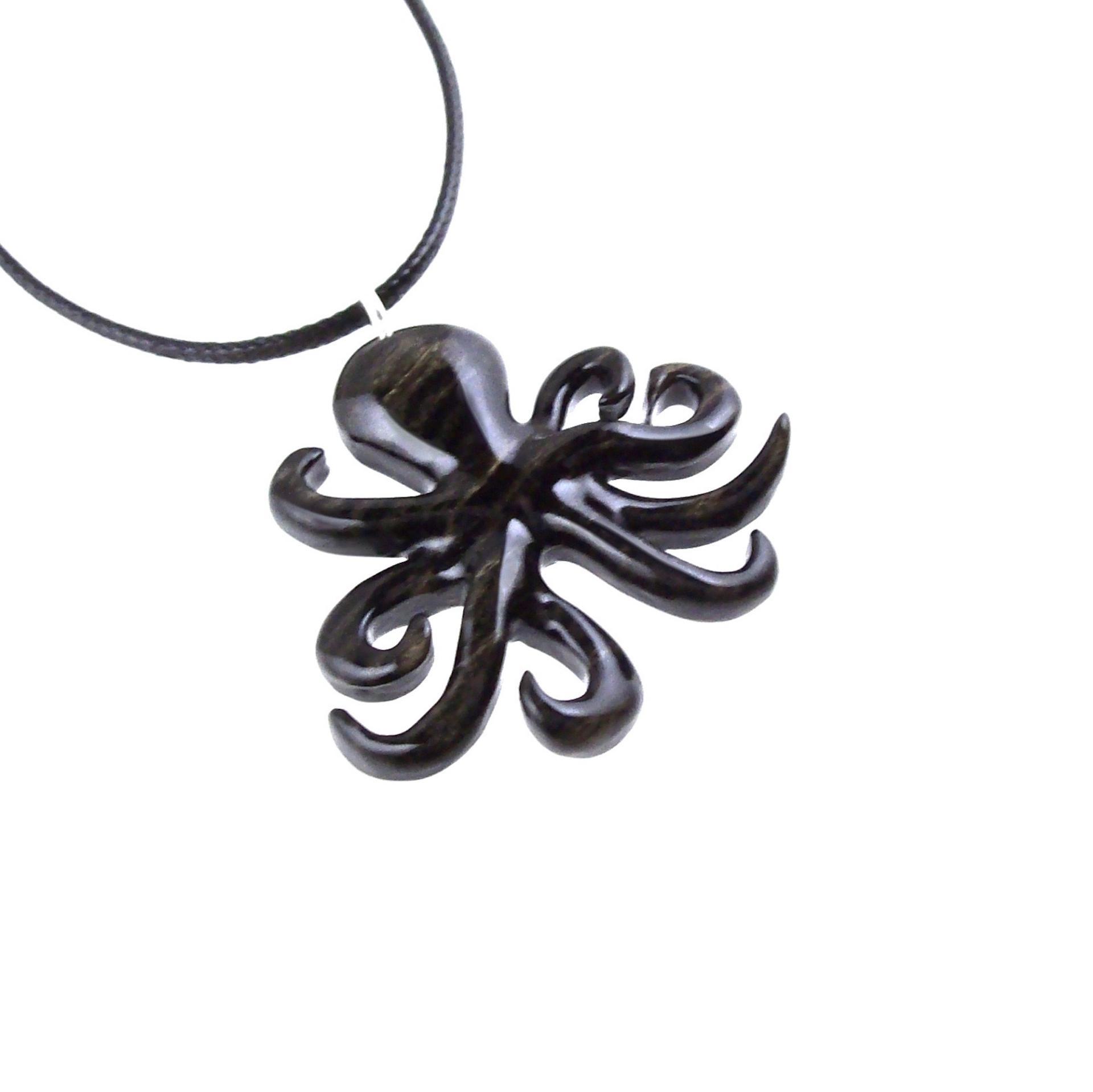 Wooden Octopus Pendant, Octopus Necklace, Hand Carved Wood Squid Necklace, Kraken Pendant, Nautical Jewelry