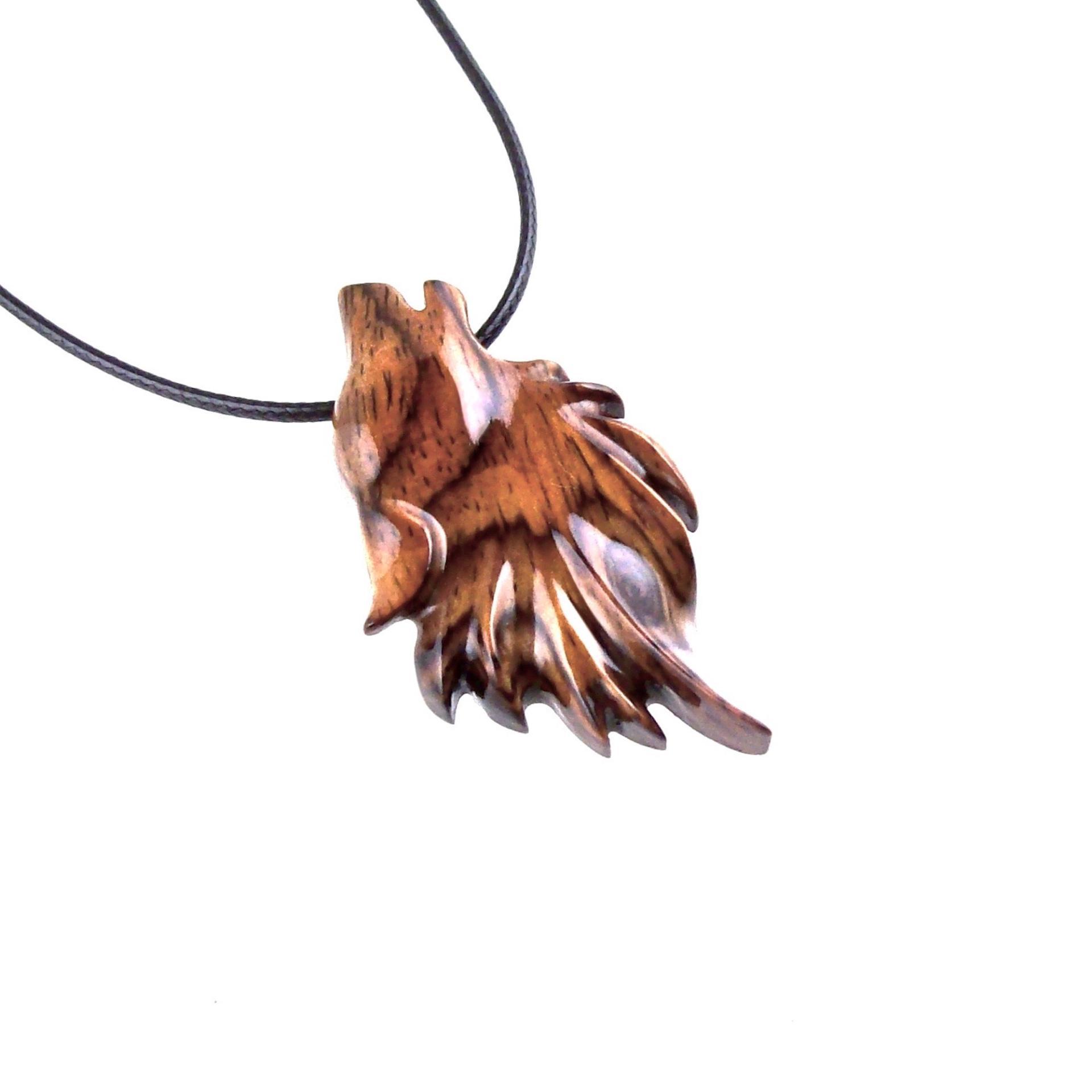 Carved Wolf Pendant, Wooden Wolf Necklace, Spirit Animal Totem, Handmade Wood Jewelry for Men or Women, One of a Kind Gift