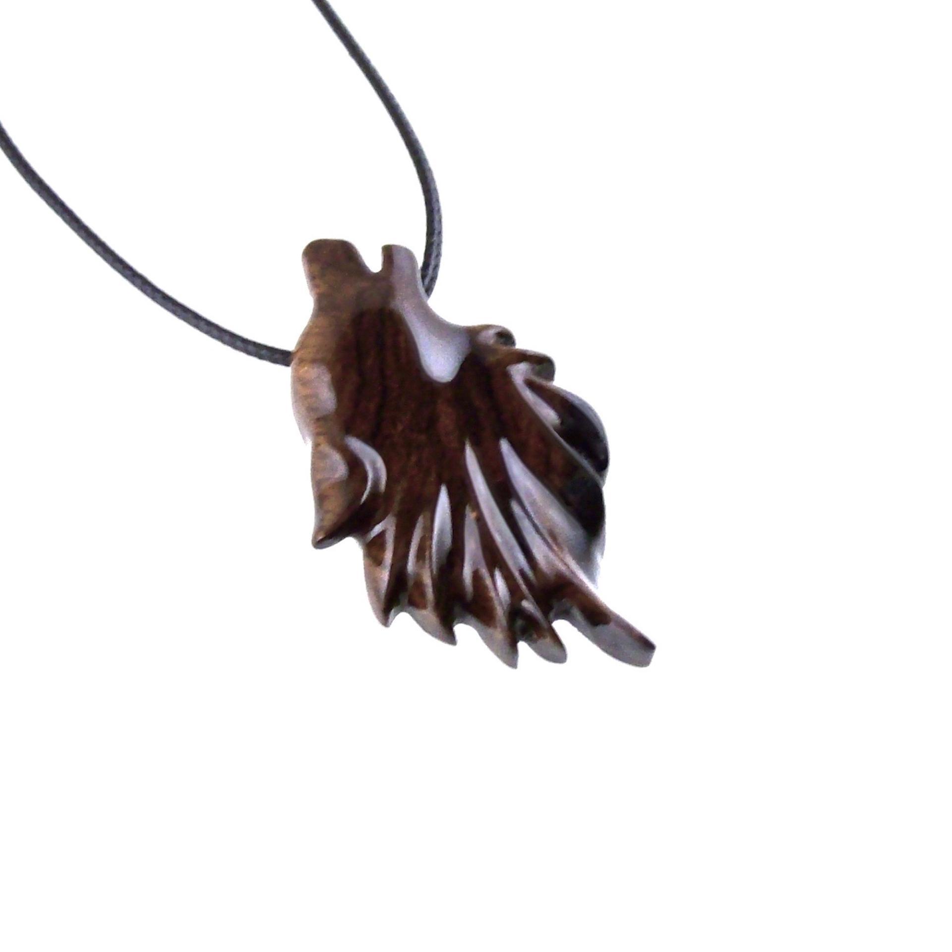 Wooden Wolf Necklace, Hand Carved Wolf Head Pendant for Men Women, Spirit Animal Totem, Woodland Wood Jewelry Gift for Him Her