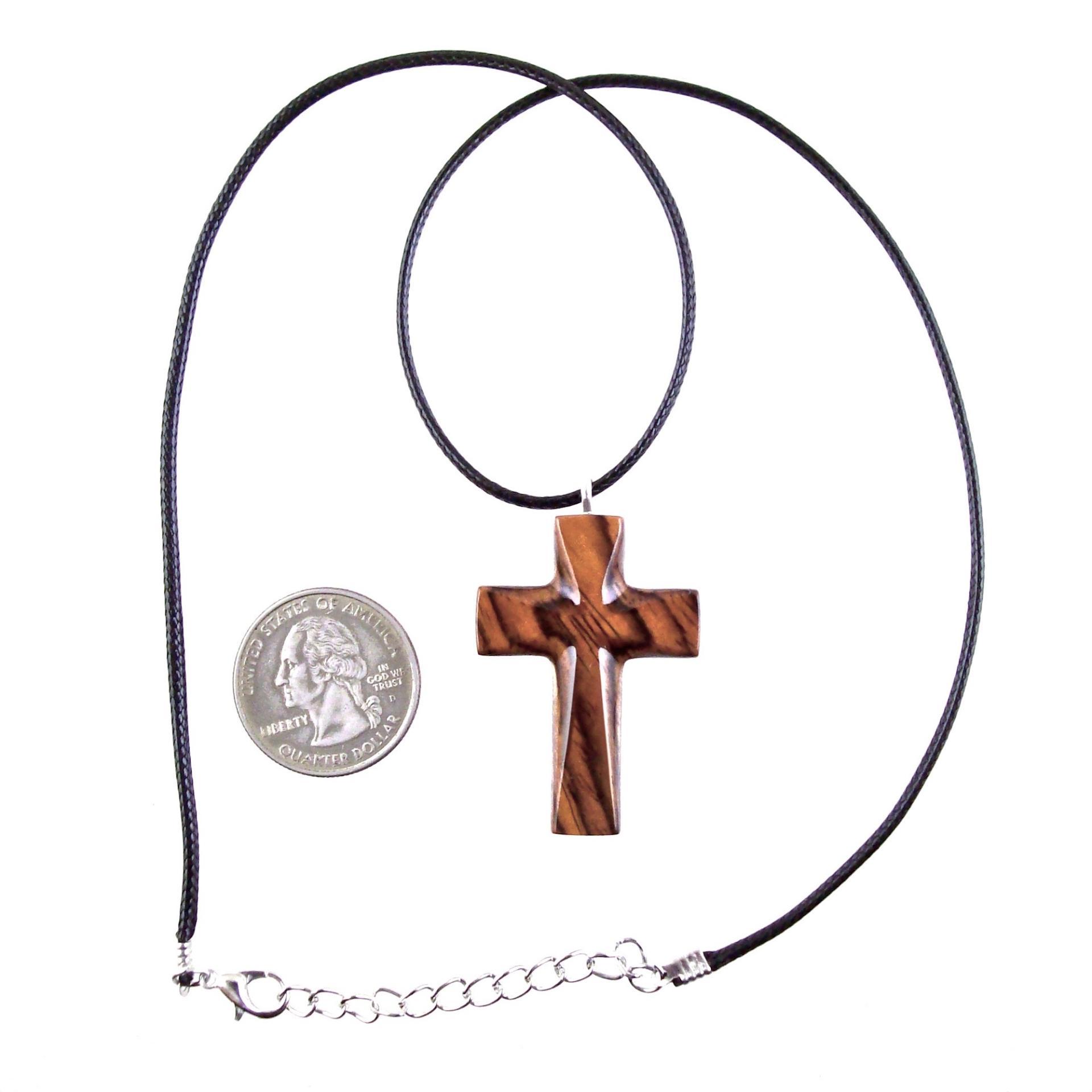 Wooden Cross Necklace, Hand Carved Wood Cross Pendant, Christian Jewelry for Men Women, Gift for Him or Her