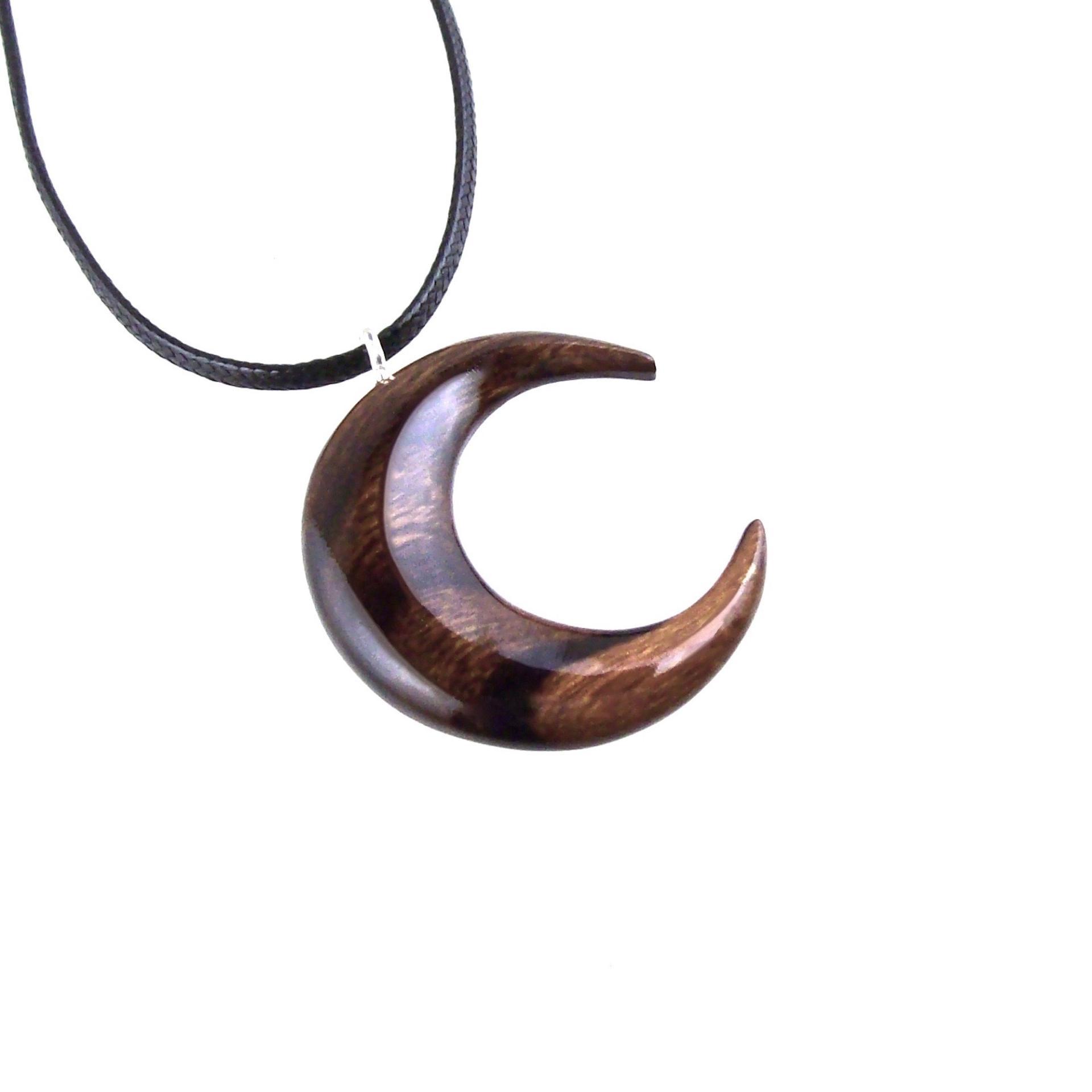 Crescent Moon Necklace, Hand Carved Wooden Moon Pendant, Wood Celestial Necklace, One of a Kind Lunar Jewelry