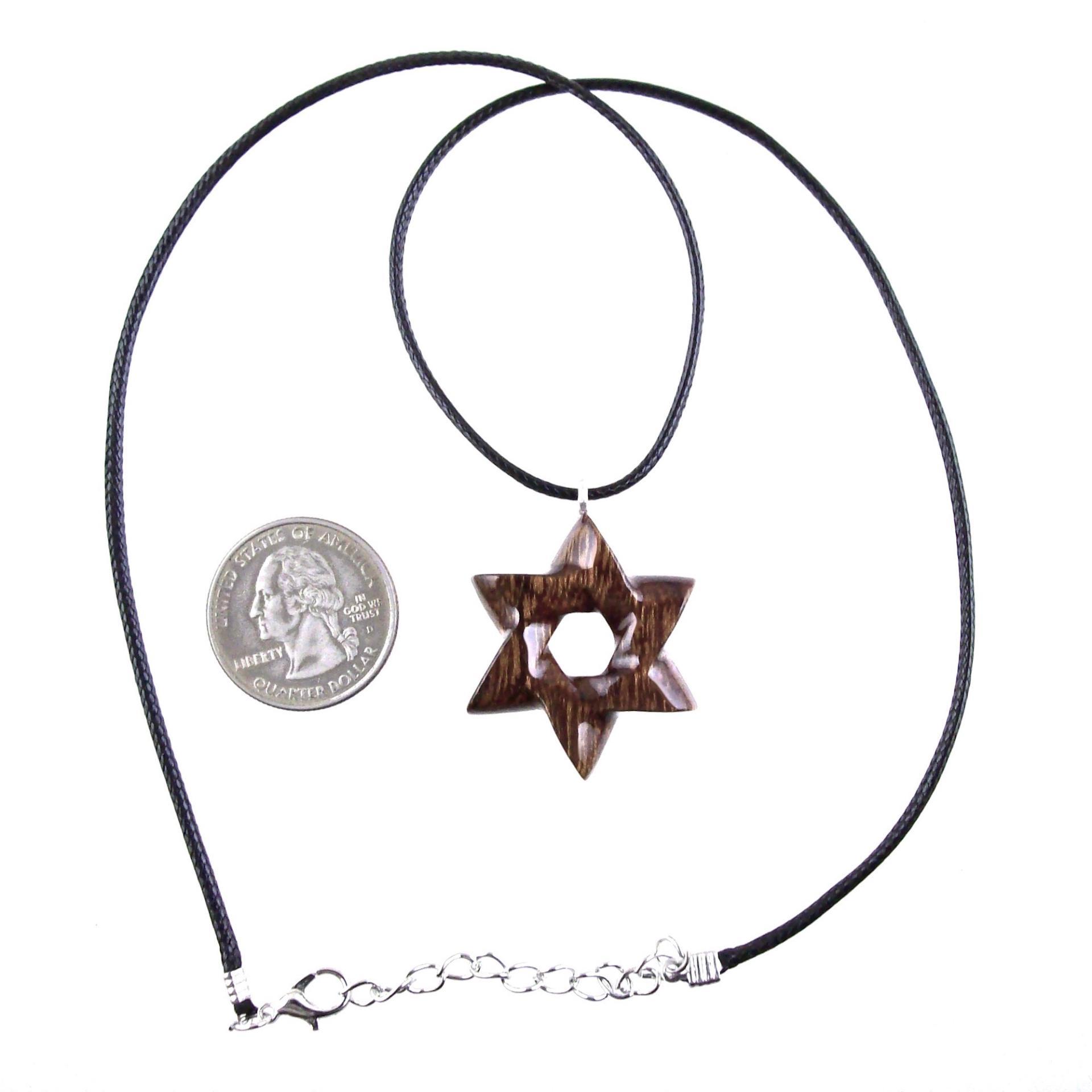 Wooden Star of David Pendant, Hand Carved Jewish Star Necklace, Wood Jewelry for Men or Women, One of a Kind Gift