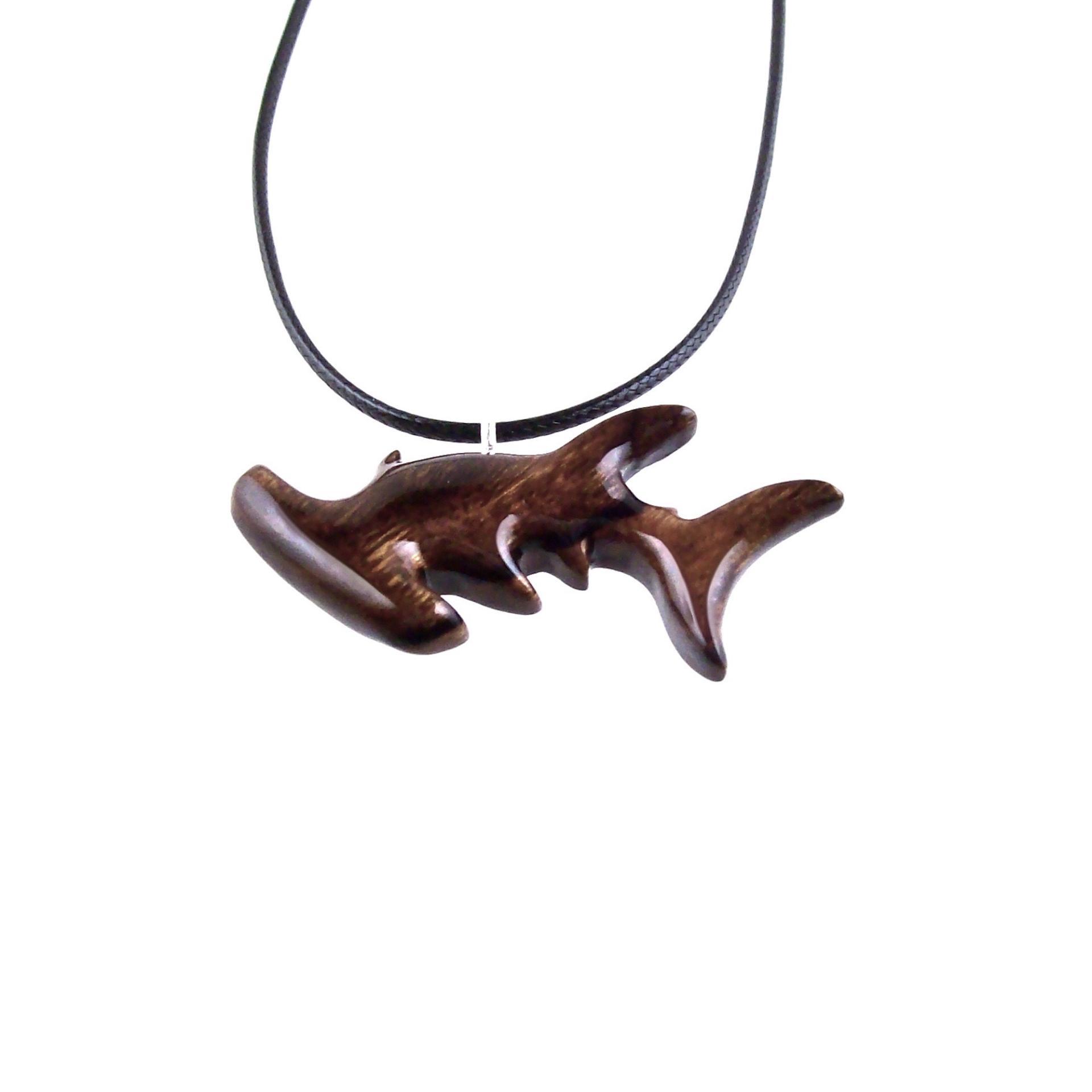 Hammerhead Shark Necklace, Hand Carved Wooden Shark Pendant, Mens Wood Jewelry, Nautical Necklace, Gift for Him