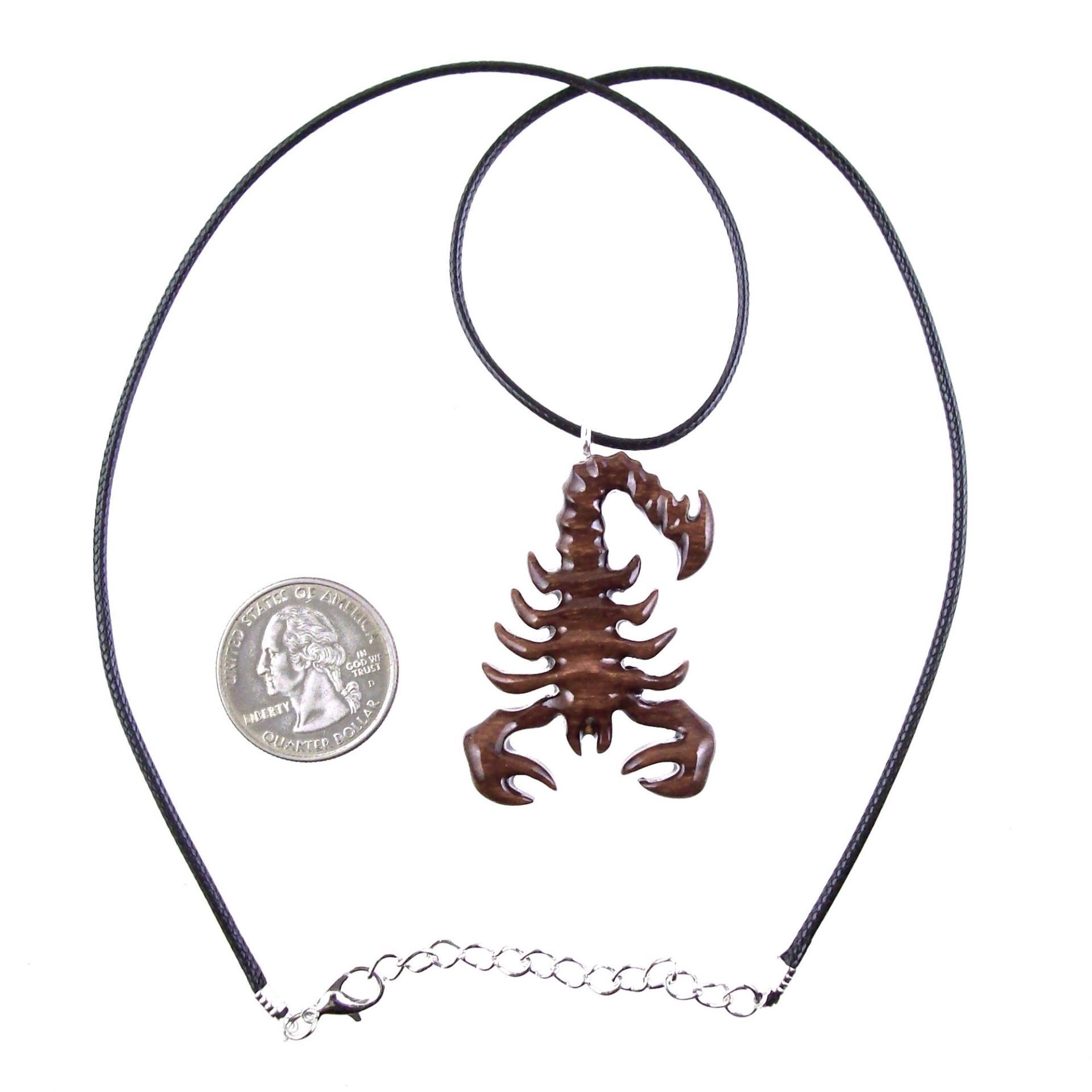 Scorpion Necklace, Wooden Scorpion Pendant, Hand Carved Scorpio Jewelry, Totem Spirit Animal Mens Wood Necklace, Gift for Him