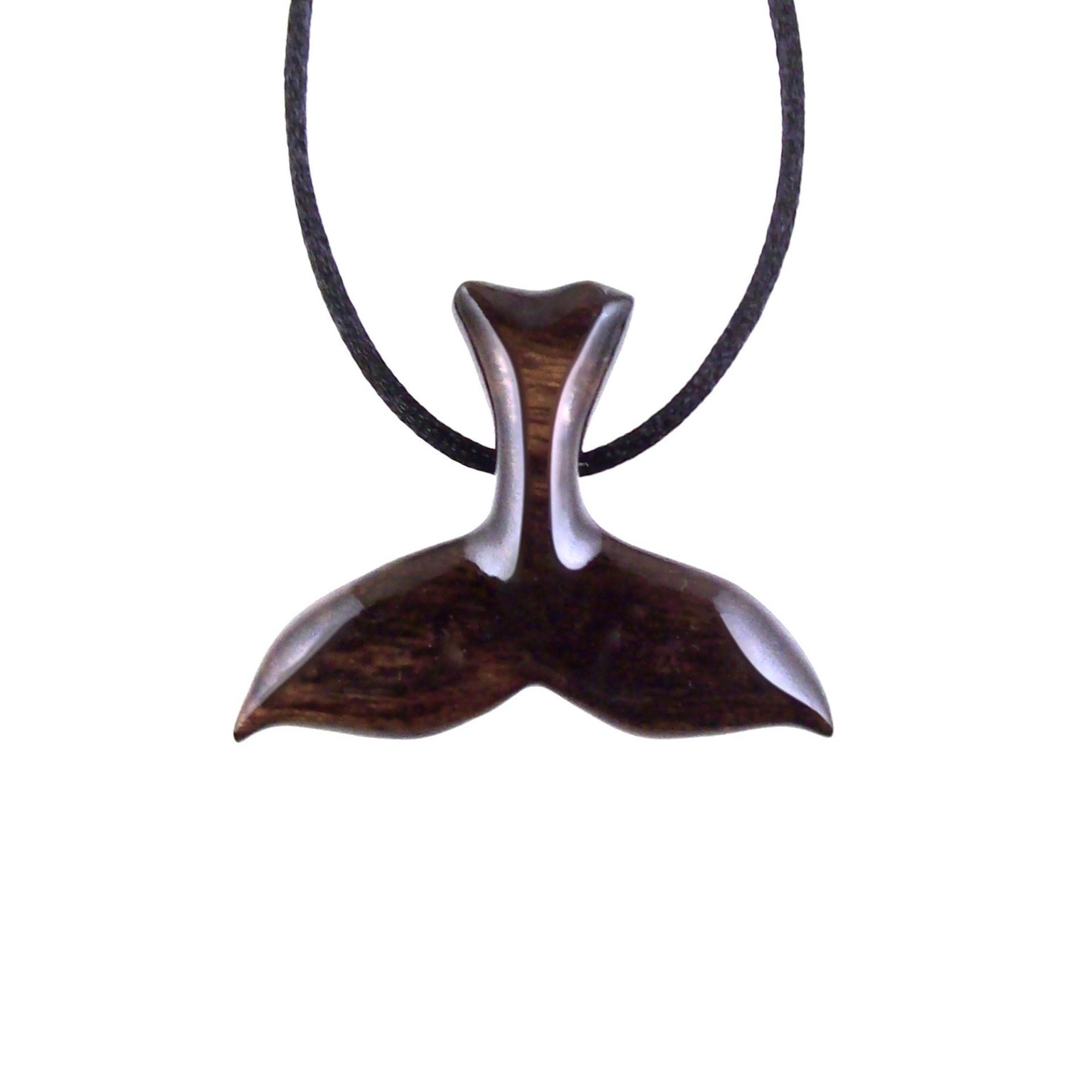 Hand Carved Wooden Whale Tail Pendant Necklace - Men's Nautical Wood Jewelry, Unique Gift for Him