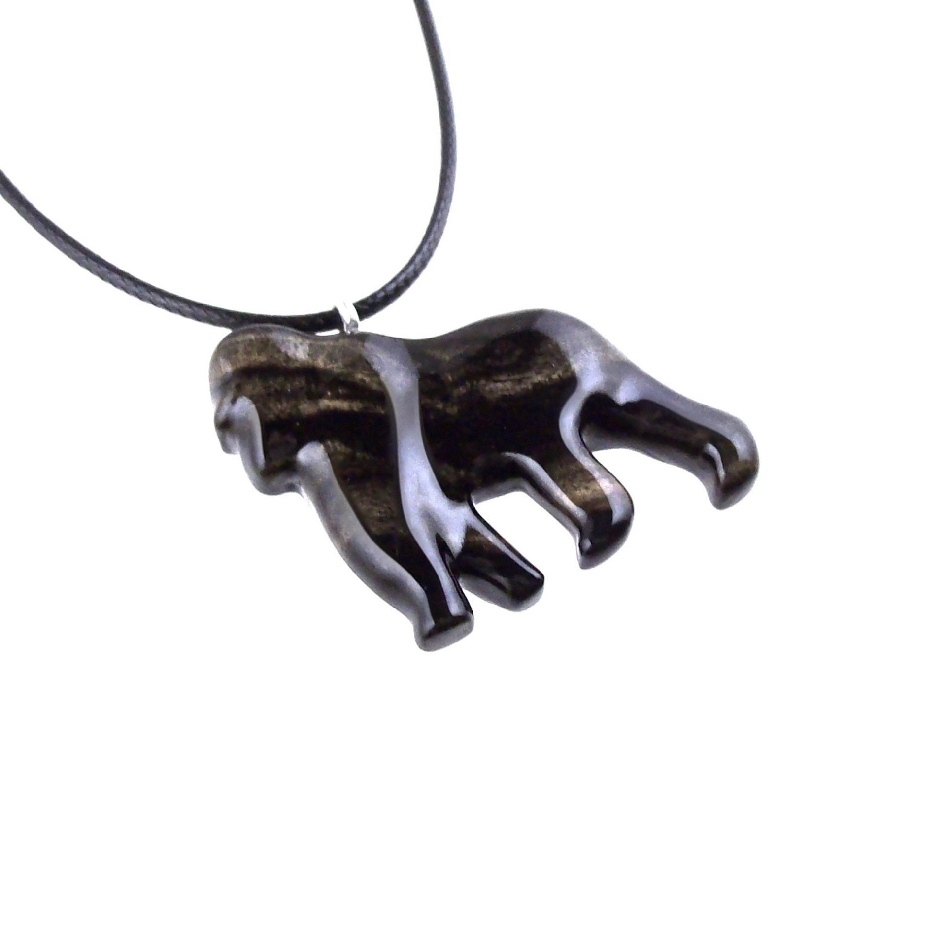 Hand Carved Gorilla Necklace, Gorilla Pendant, Wooden Animal Necklace, Mens Wood Jewelry, One of a Kind Gift for Him