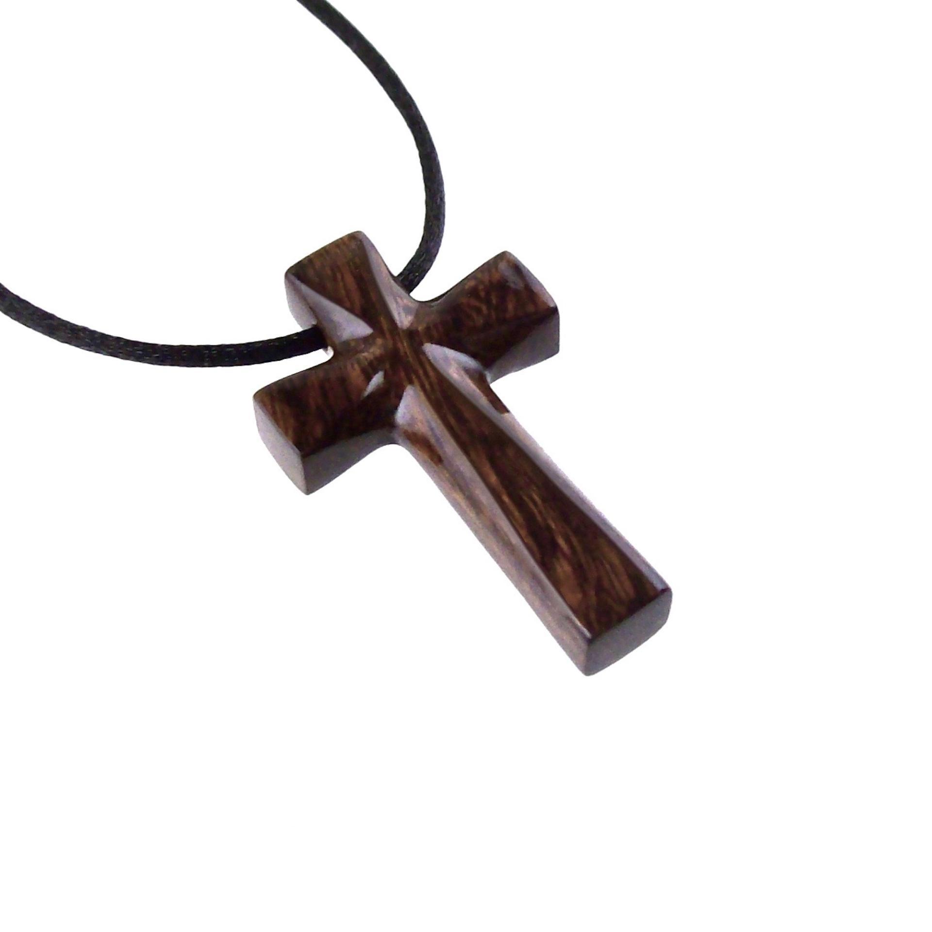 Hand Carved Wooden Cross Pendant, Mens Wood Cross Necklace, Handmade Christian Jewelry, One of a Kind Gift for Him