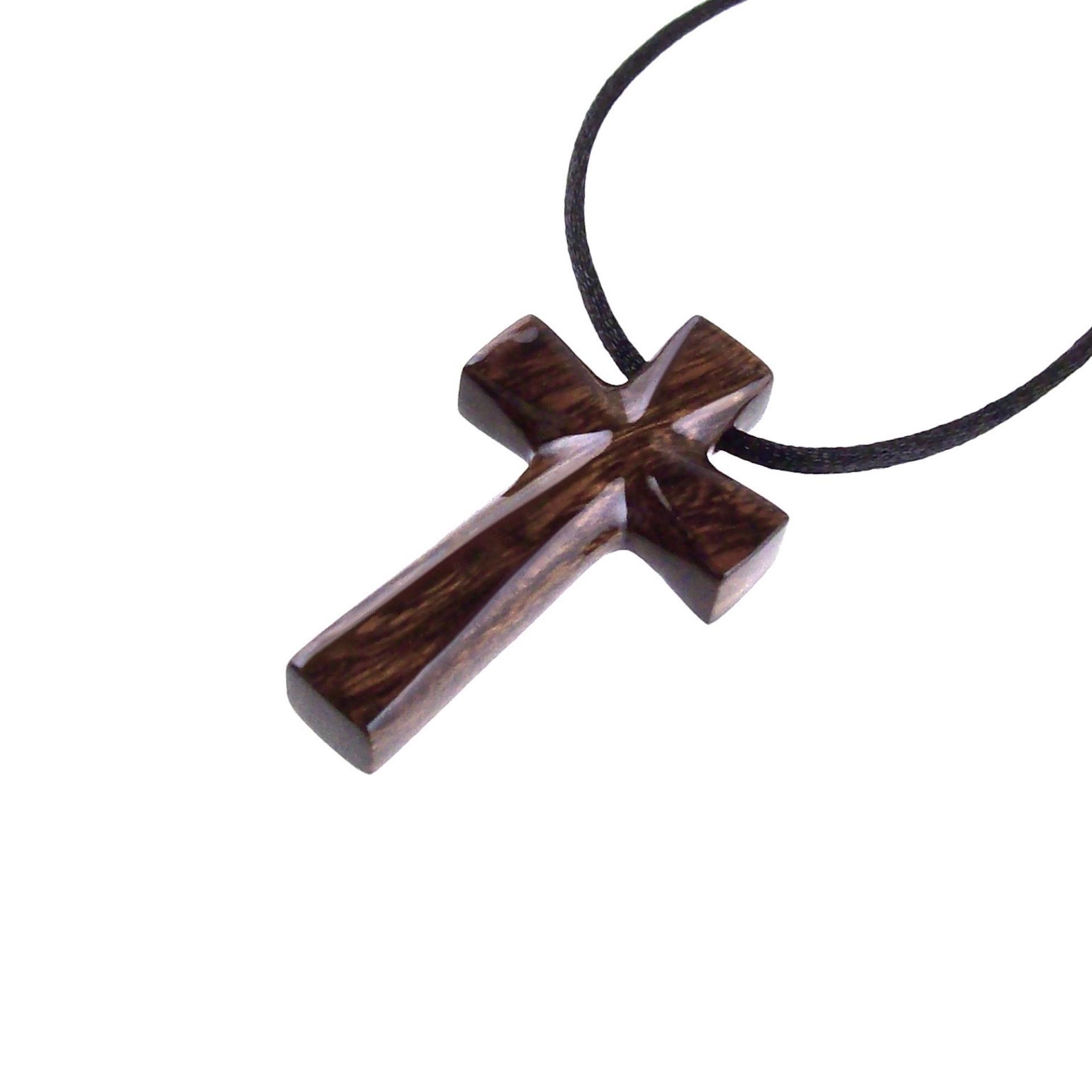 Hand Carved Wooden Cross Pendant, Mens Wood Cross Necklace, Handmade Christian Jewelry, One of a Kind Gift for Him