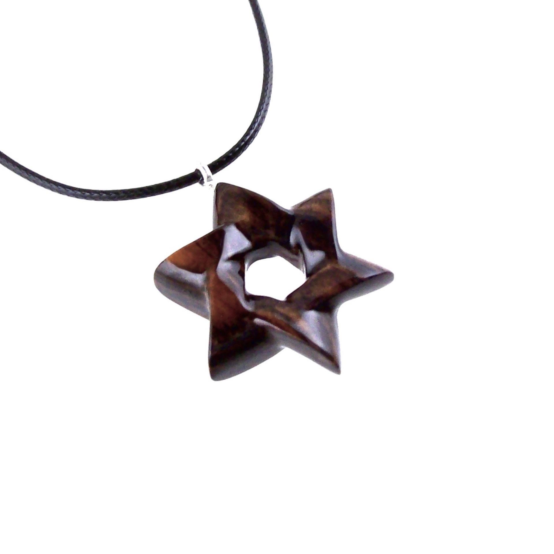 Star of David Pendant, Hand Carved Wooden Jewish Star Necklace for Men or Women, Wood Jewelry