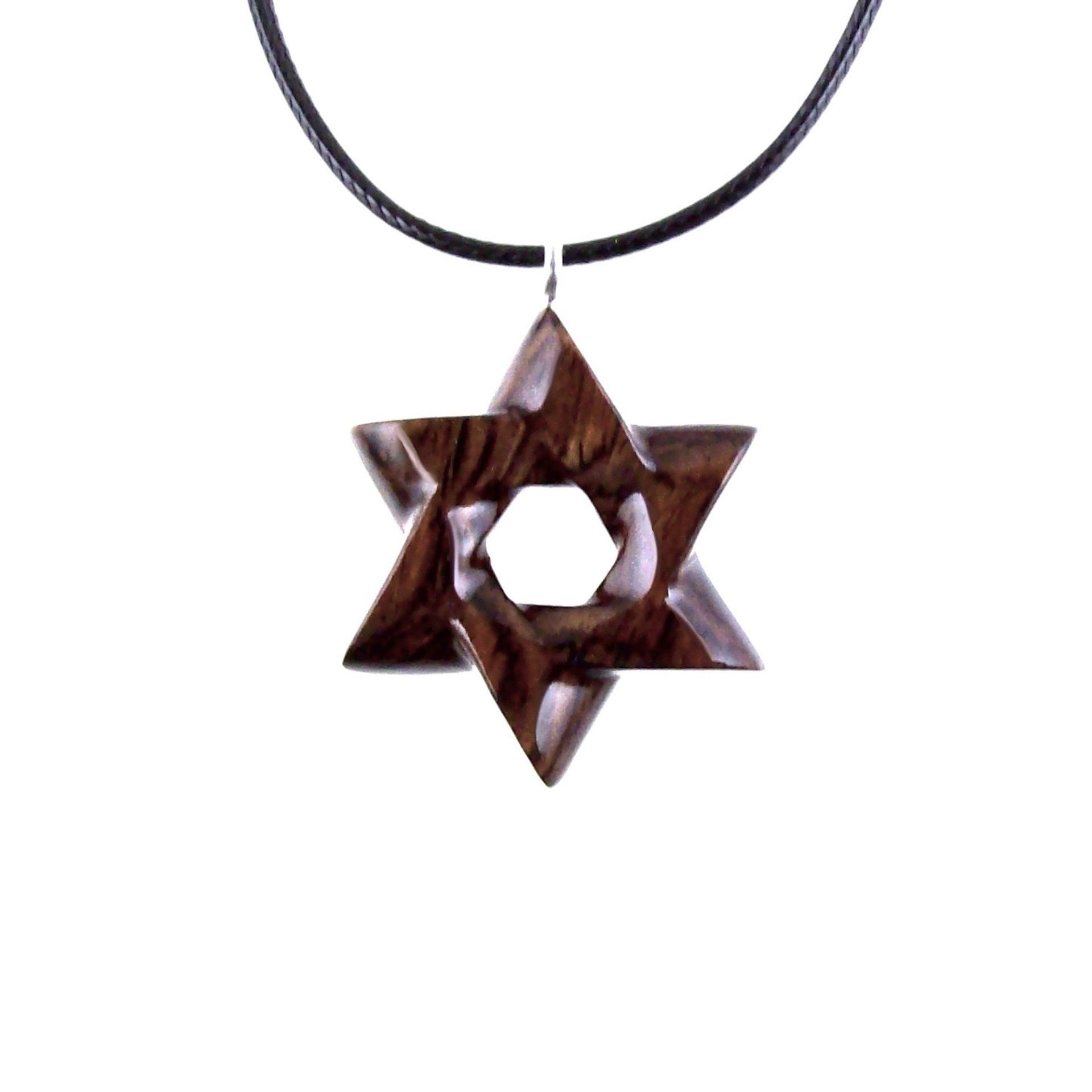 Star of David Pendant, Hand Carved Wooden Jewish Star Necklace for Men or Women, Wood Jewelry