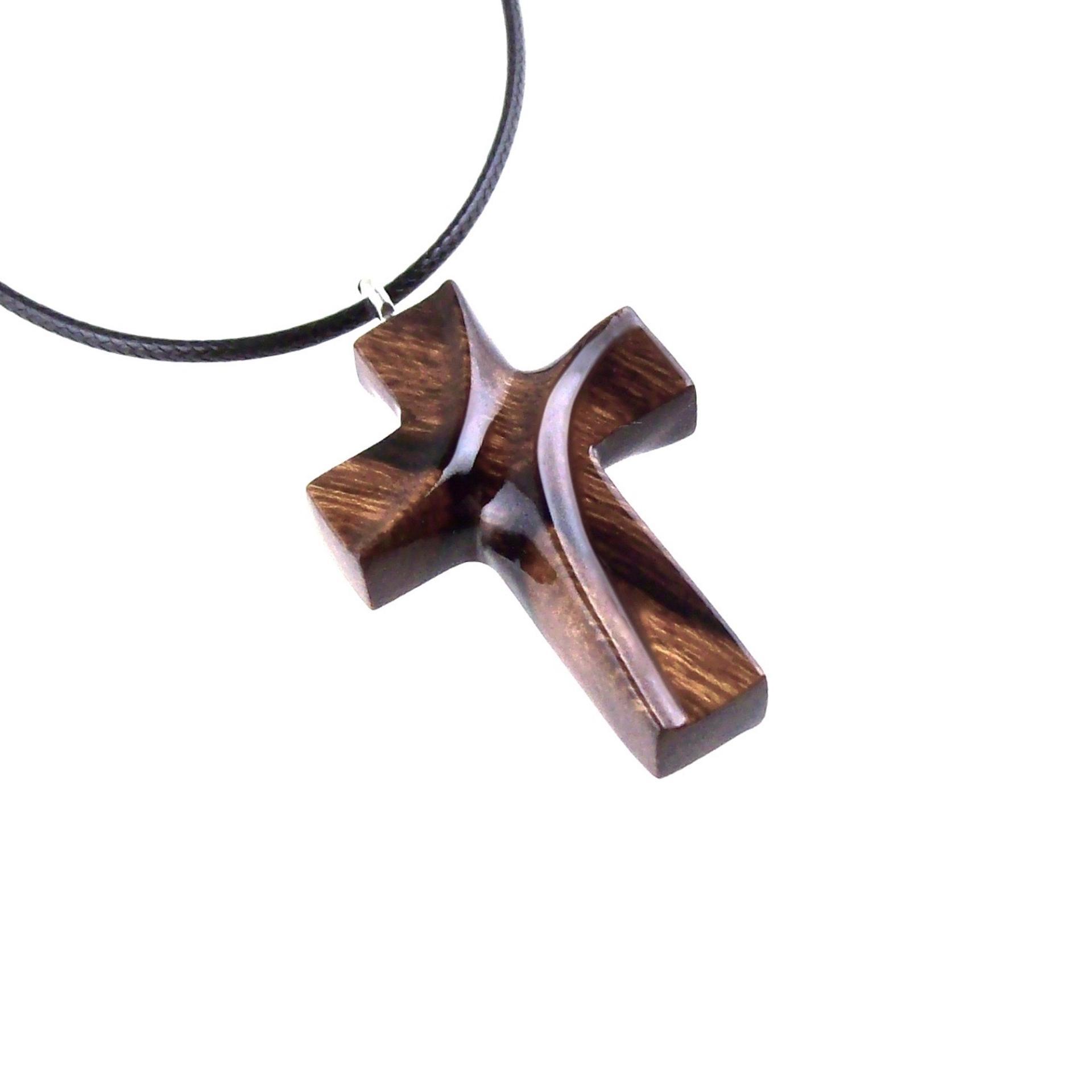 Wood Cross Necklace, Hand Carved Wooden Cross Pendant for Men Women, Handmade Christian Jewelry Gift for Him Her