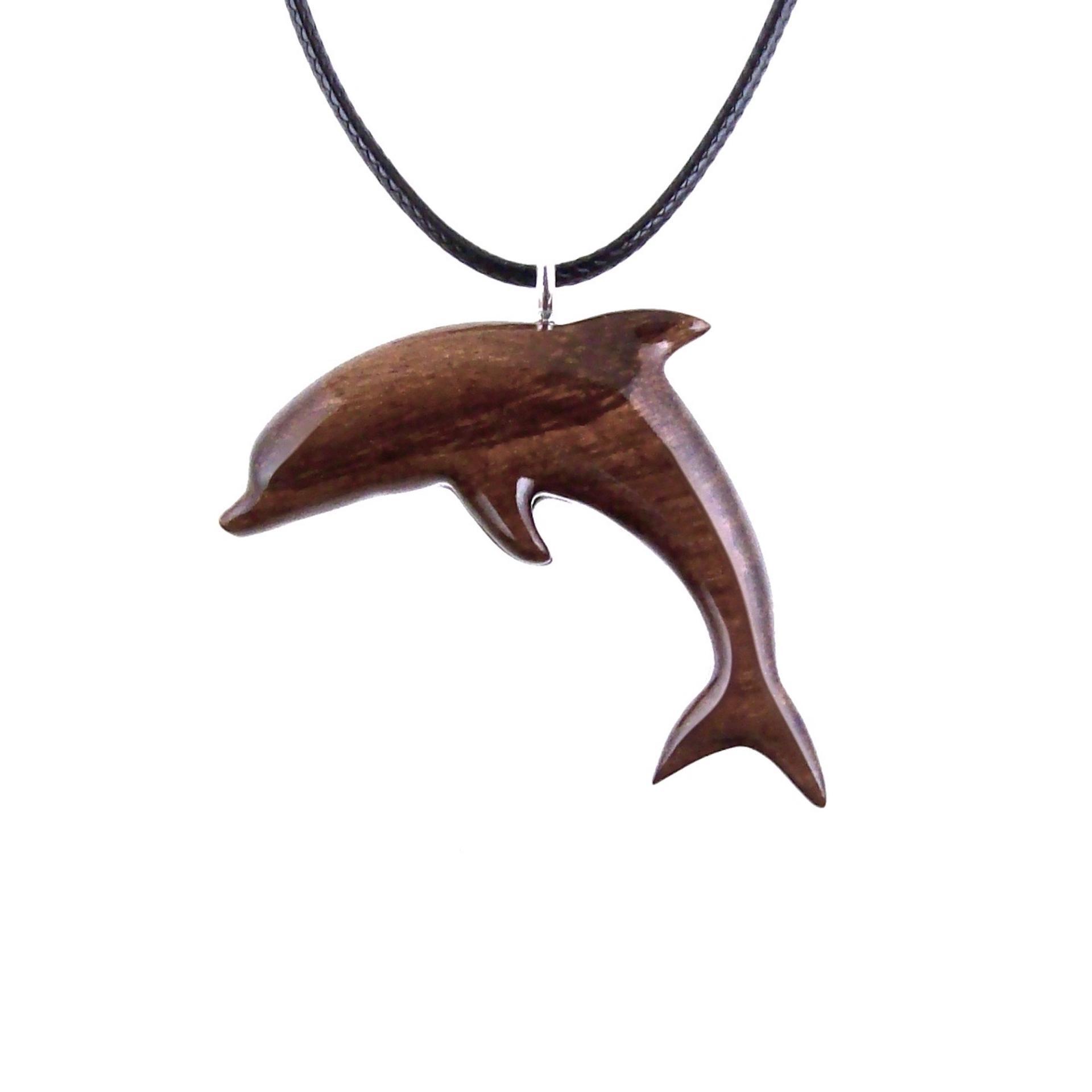 Hand Carved Dolphin Necklace, Wooden Dolphin Pendant for Men Women, Sea Animal Wood Jewelry, Nautical Gift for Him Her