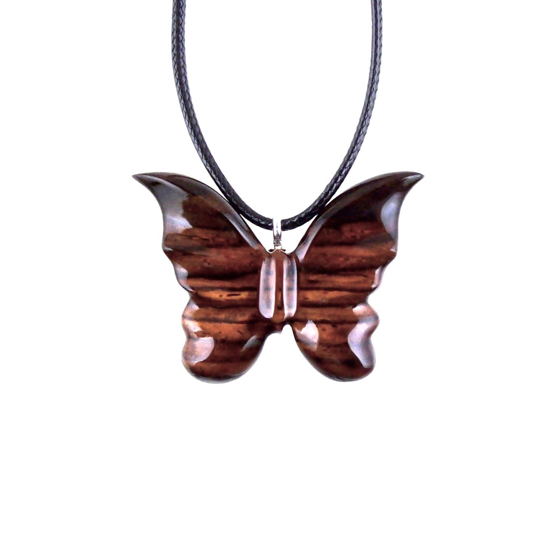 Butterfly Necklace, Hand Carved Wooden Butterfly Pendant, Insect Necklace, Wood Jewelry, One of a Kind Gift for Her