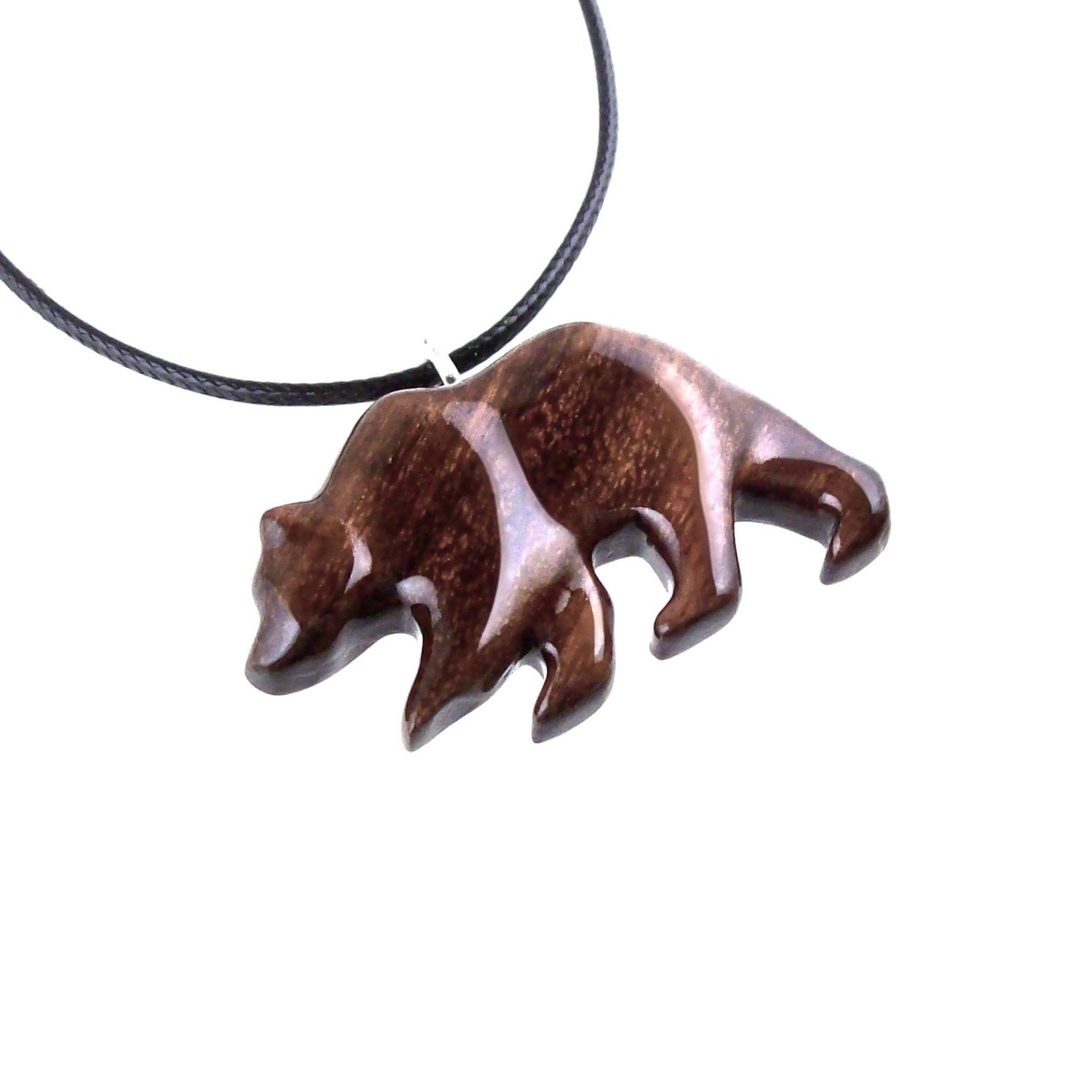 Hand Carved Wooden Bear Pendant, Grizzly Bear Necklace, Totem Spirit Animal Woodland Jewelry for Men or Women