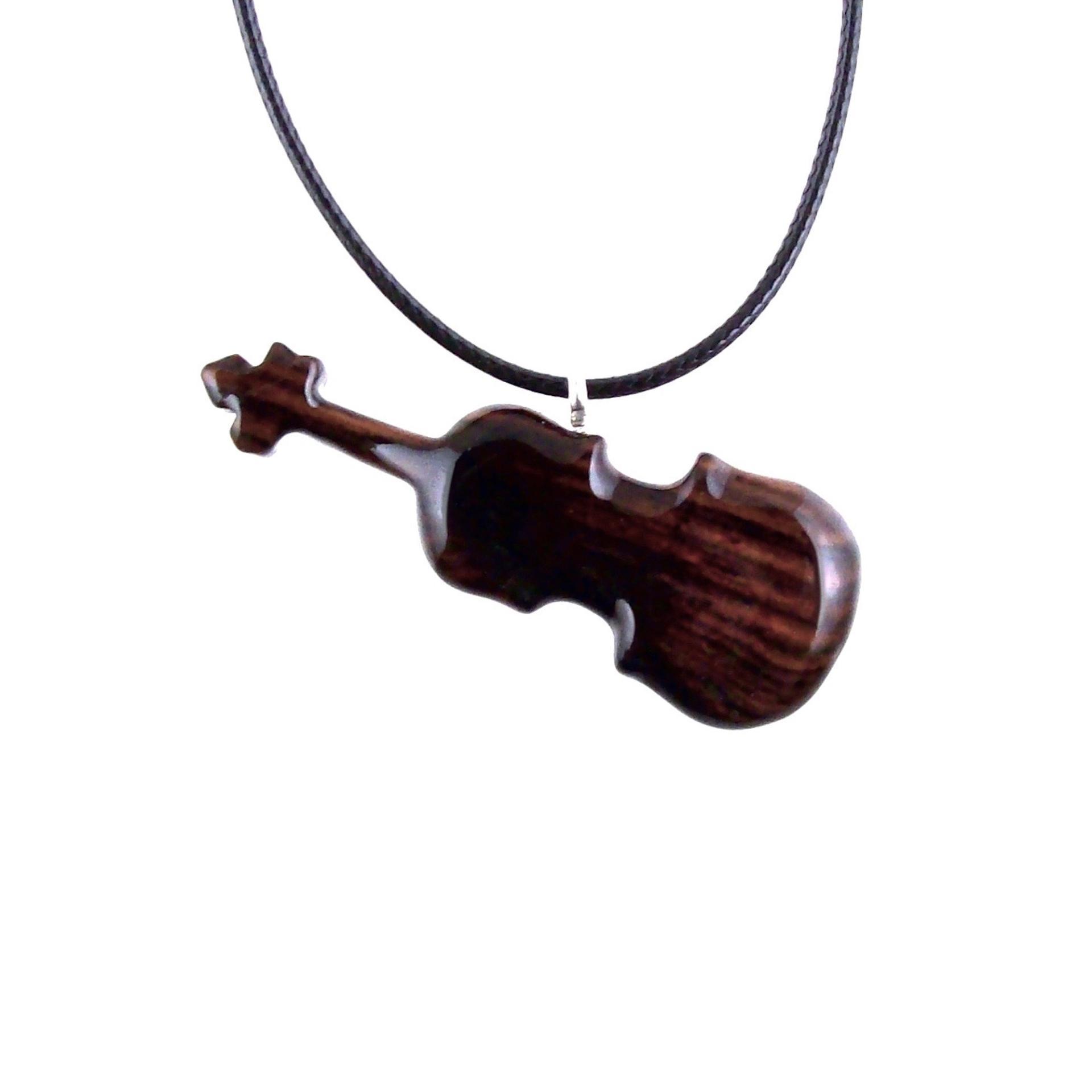 Violin Necklace, Hand Carved Wooden Violin Pendant, Music Instrument Wood Jewelry, One of a Kind Violonist Gift