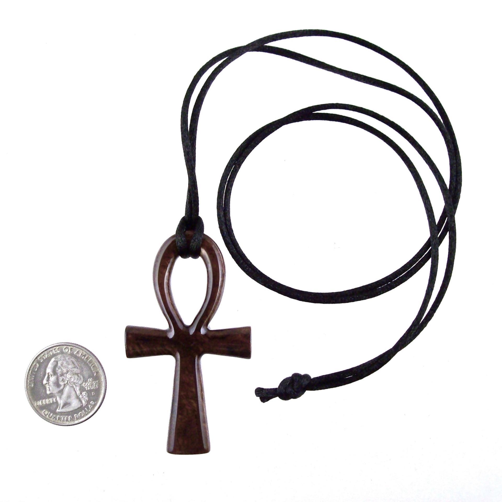 Large Ankh Pendant, Wood Egyptian Ankh Necklace, Wooden Cross Ankh Pendant, Mens African Jewelry, Gift for Him