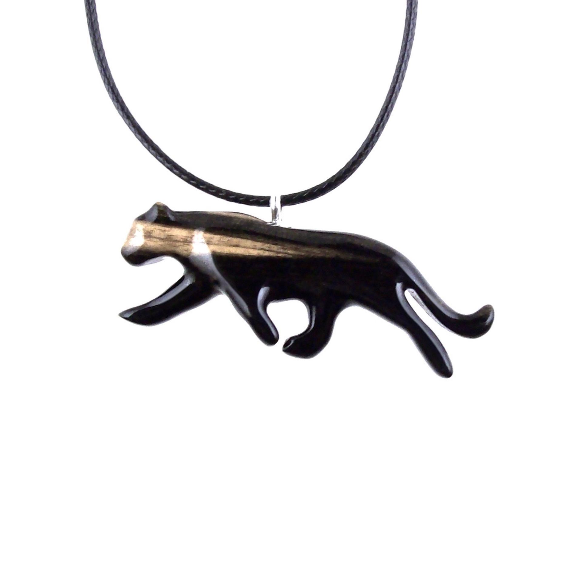 Panther Necklace, Hand Carved Wooden Panther Pendant, Jaguar Necklace, Totem Spirit Animal Wood Jewelry