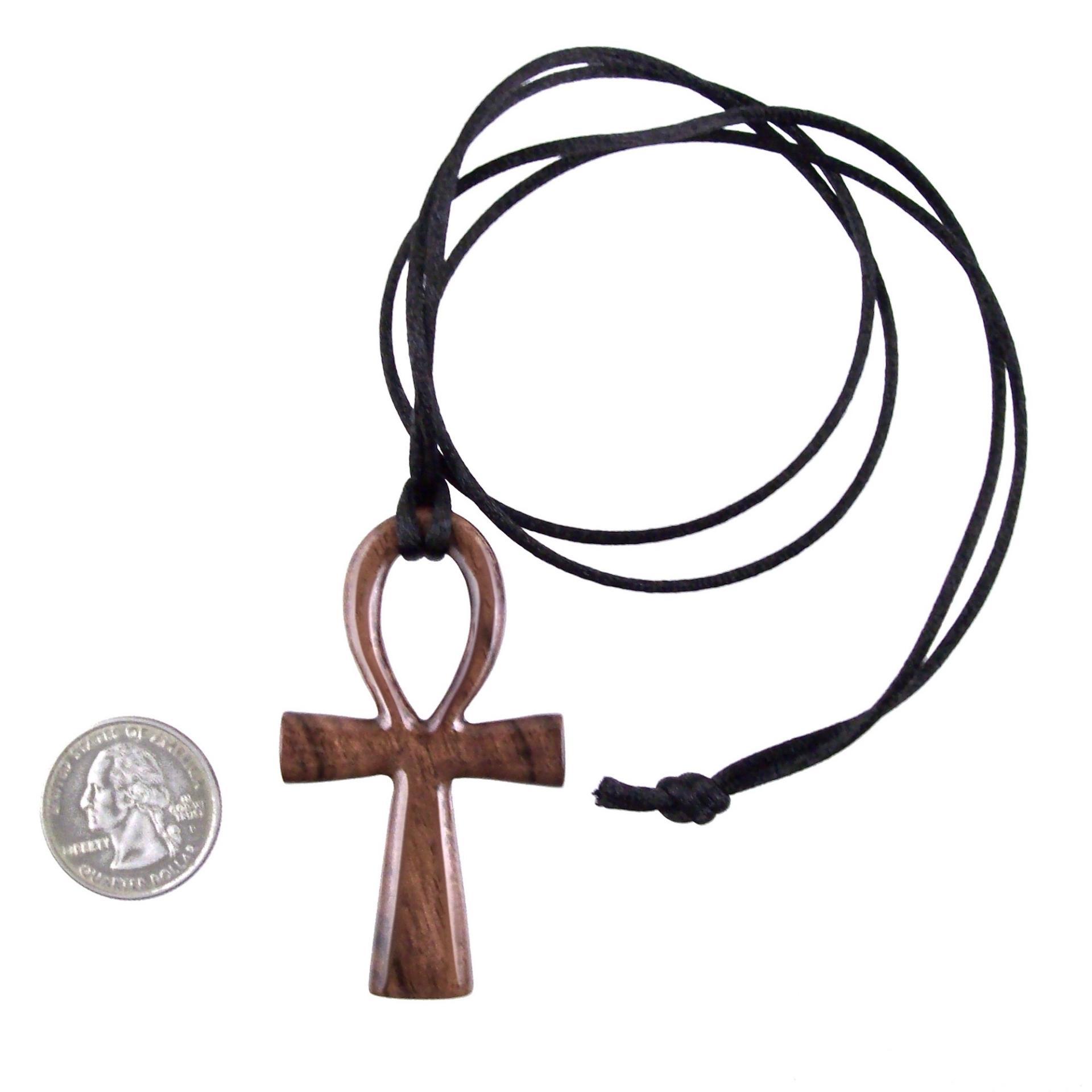 Wood Ankh Necklace, Large Wooden Ankh Pendant, Egyptian Ankh Cross Necklace, Mens African Jewelry, One of a Kind Gift for Him