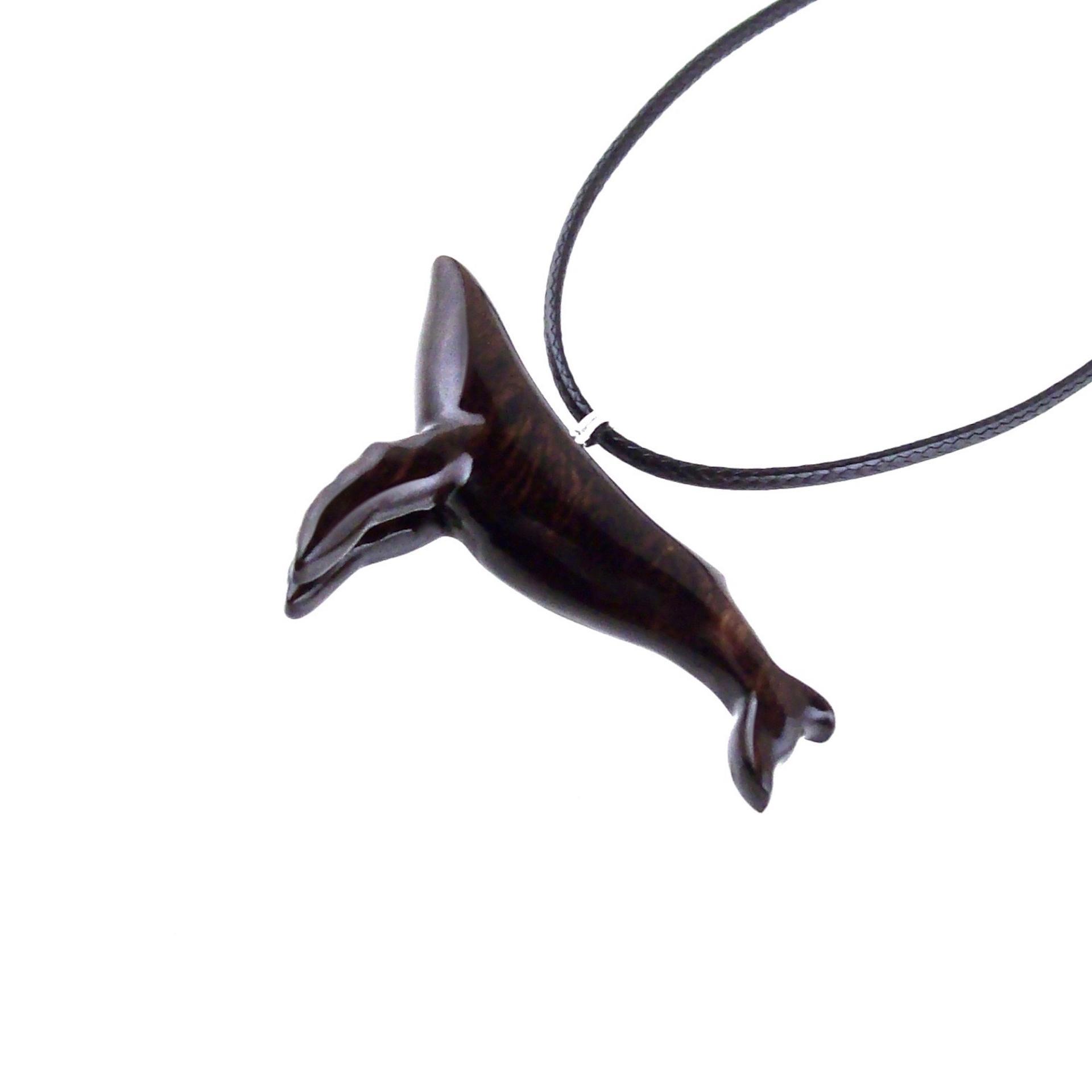 Humpback Whale Pendant, Hand Carved Wooden Sea Animal Necklace, Nautical Wood Jewelry, Whale-watcher Gift for Men Women