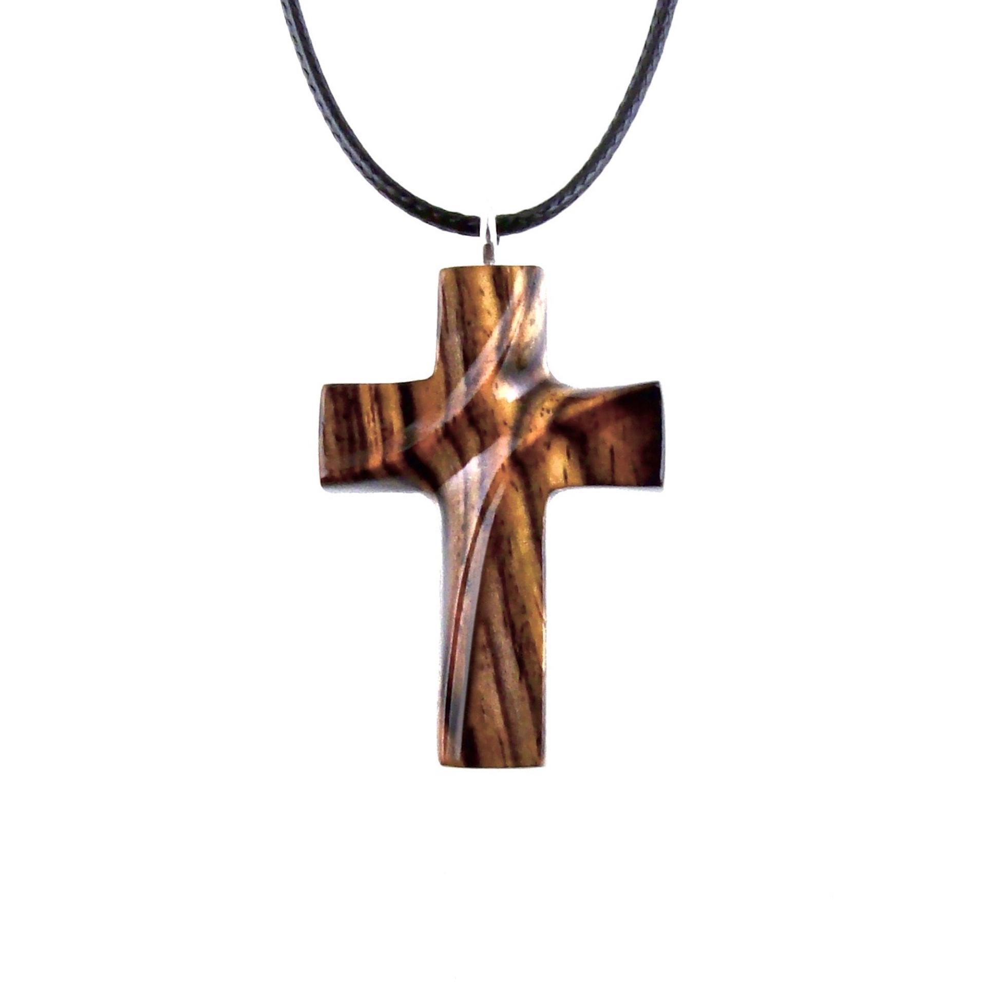 Wood Cross Necklace, Hand Carved Wooden Cross Pendant, Christian Jewelry for Men or Women, One of a Kind Gift for Her Him