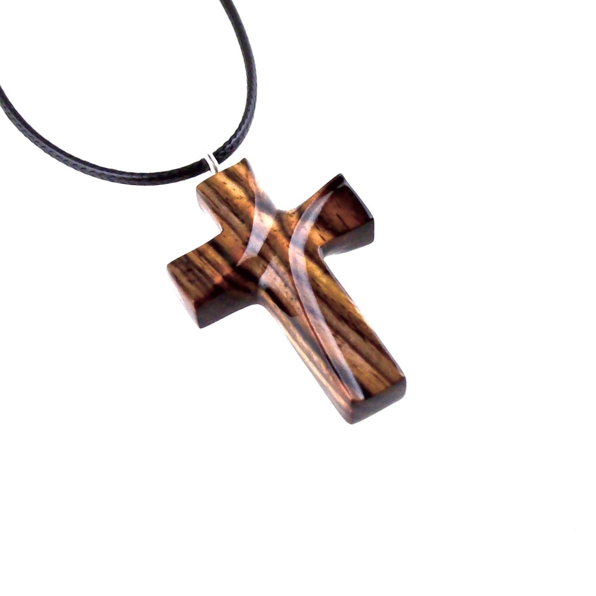 Wood Cross Necklace, Hand Carved Wooden Cross Pendant, Christian Jewelry for Men or Women, One of a Kind Gift for Her Him