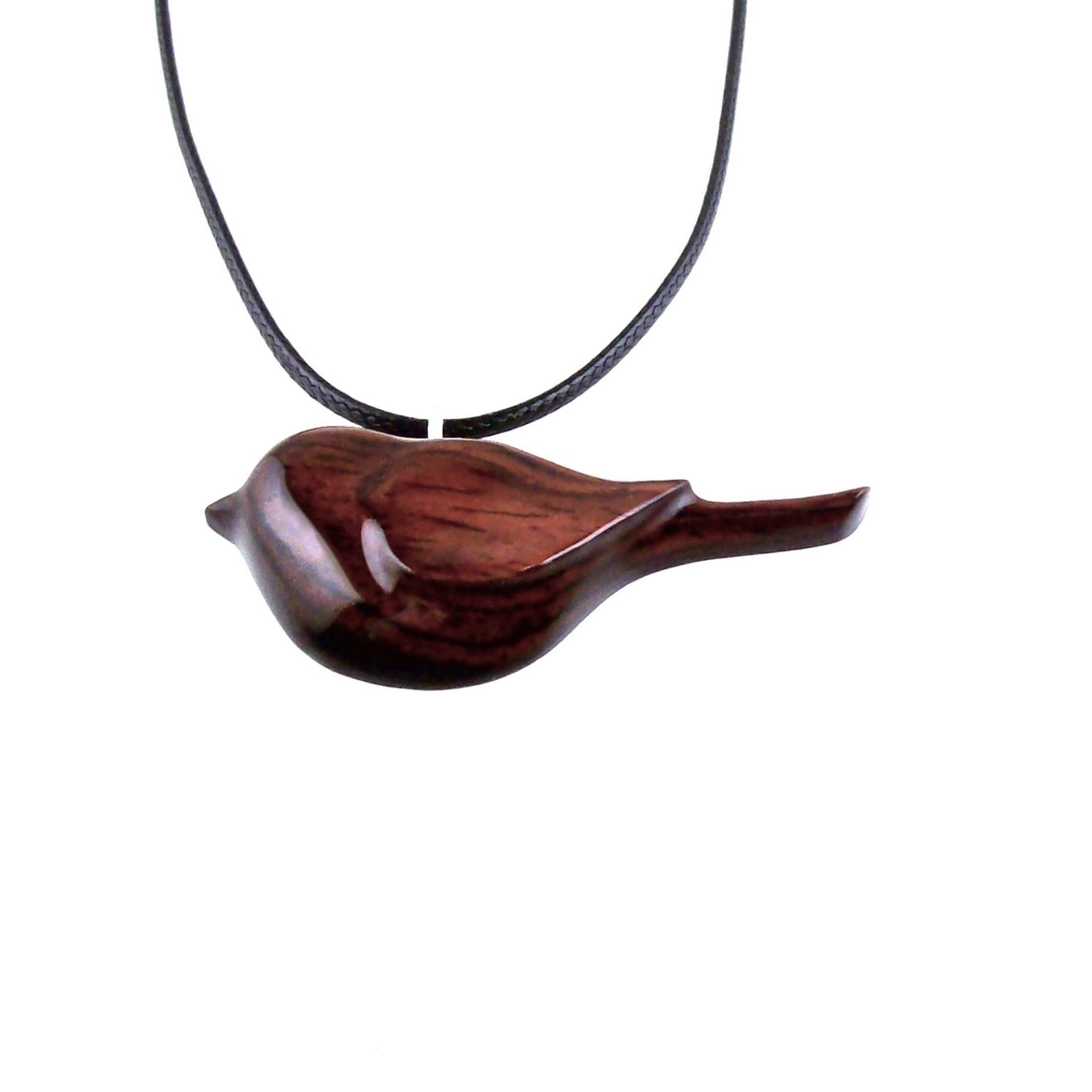 Bird Necklace, Wooden Bird Pendant, Hand Carved Chickadee Necklace, Bird Jewelry, One of a Kind Gift for Her, Wood Jewelry